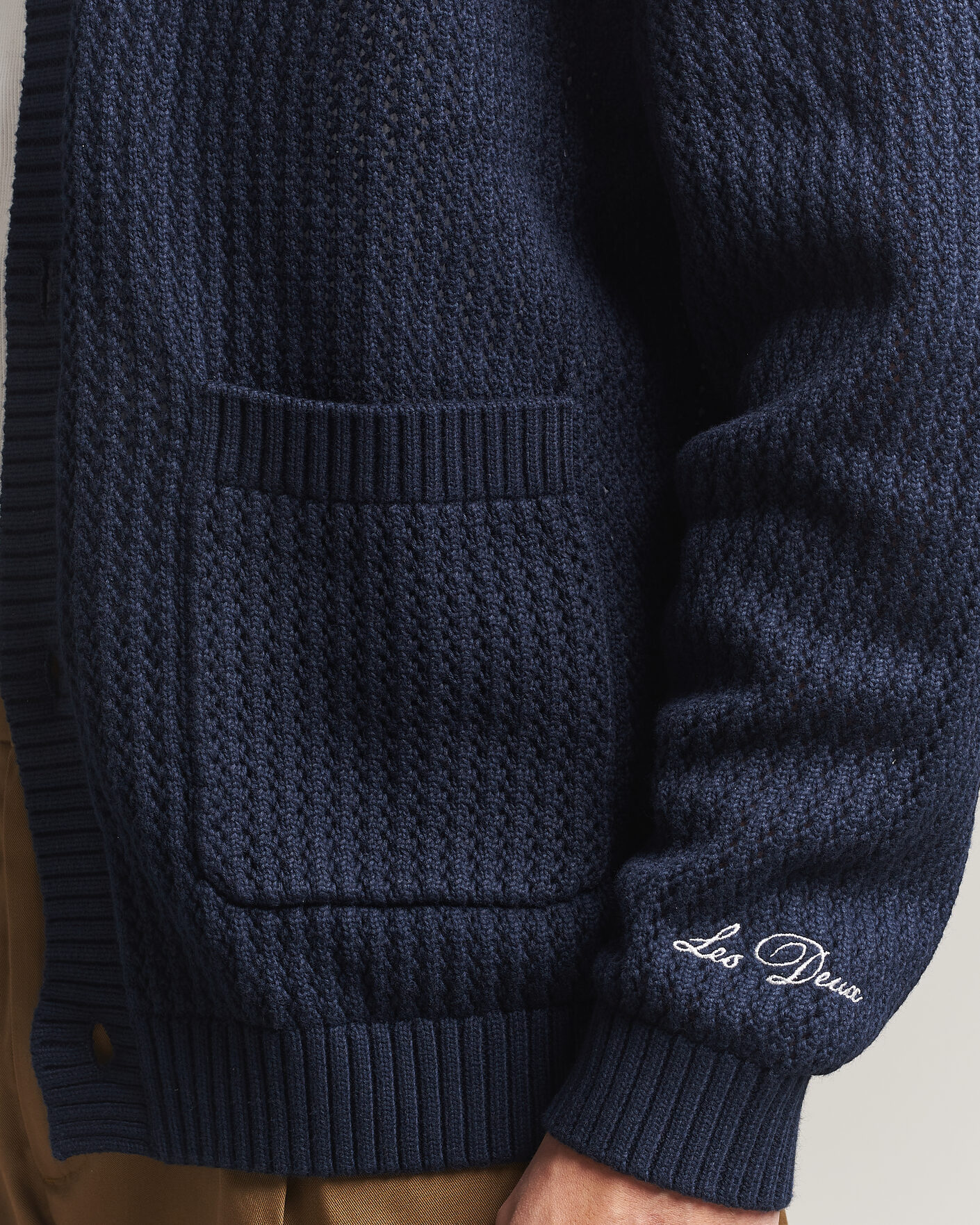 Men | Sweaters & Knitwear | LES DEUX | Prince Lace Knitted Cardigan Dark Navy