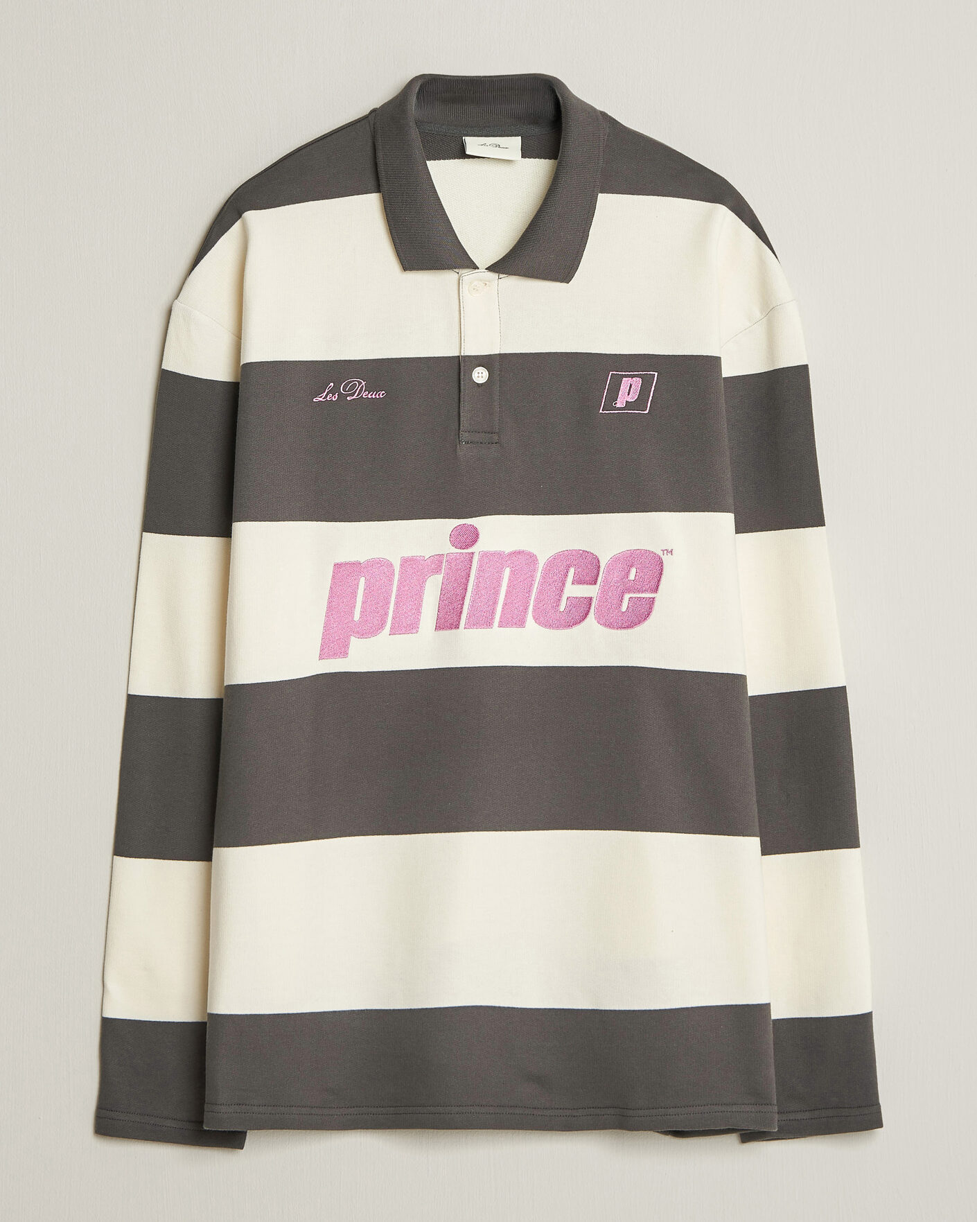 Men | Sweaters & Knitwear | LES DEUX | Prince Striped Long Sleeve Polo Raven Gray