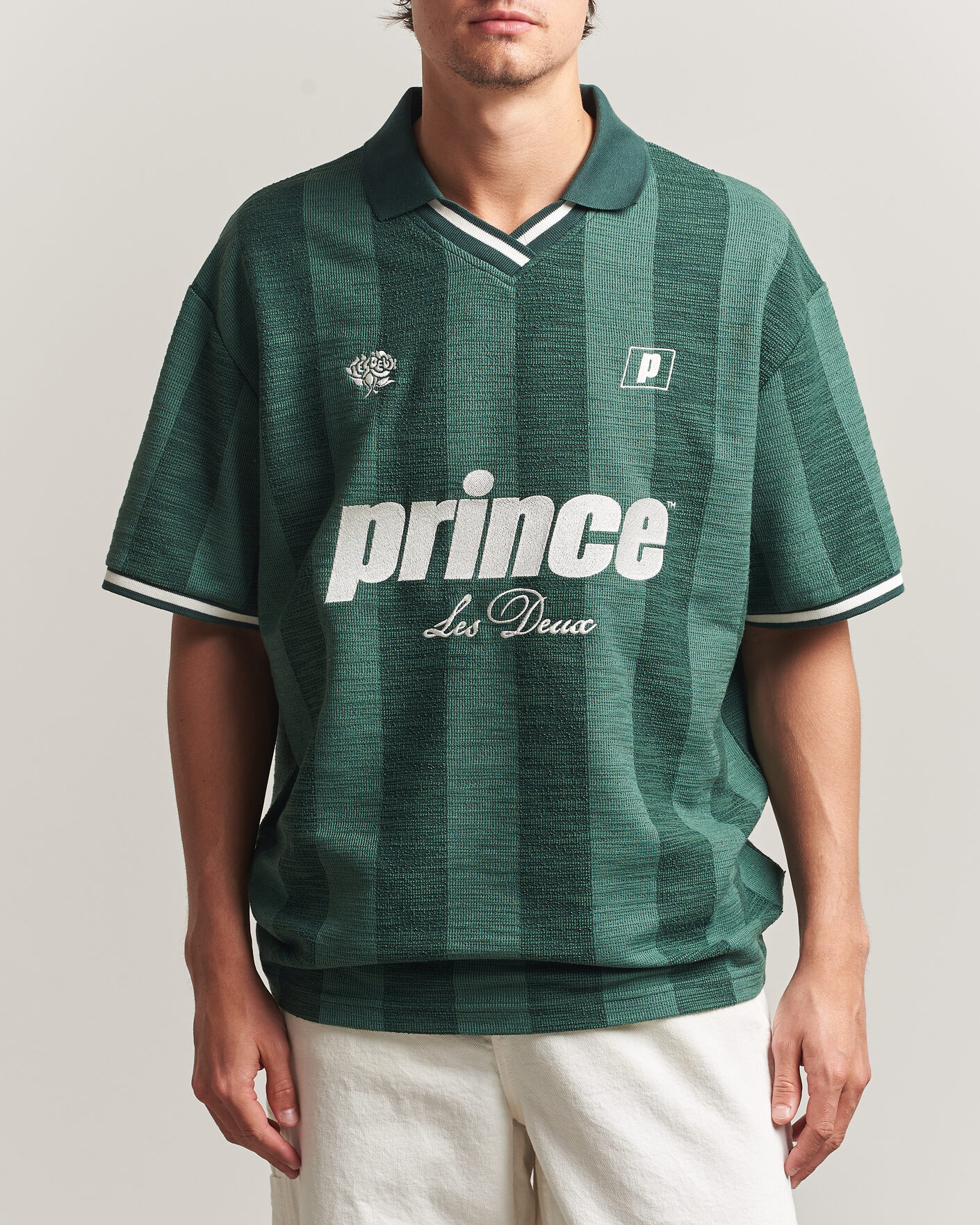 Men | Polo Shirts | LES DEUX | Prince Stripe Jaquard Polo Pineneedle Green