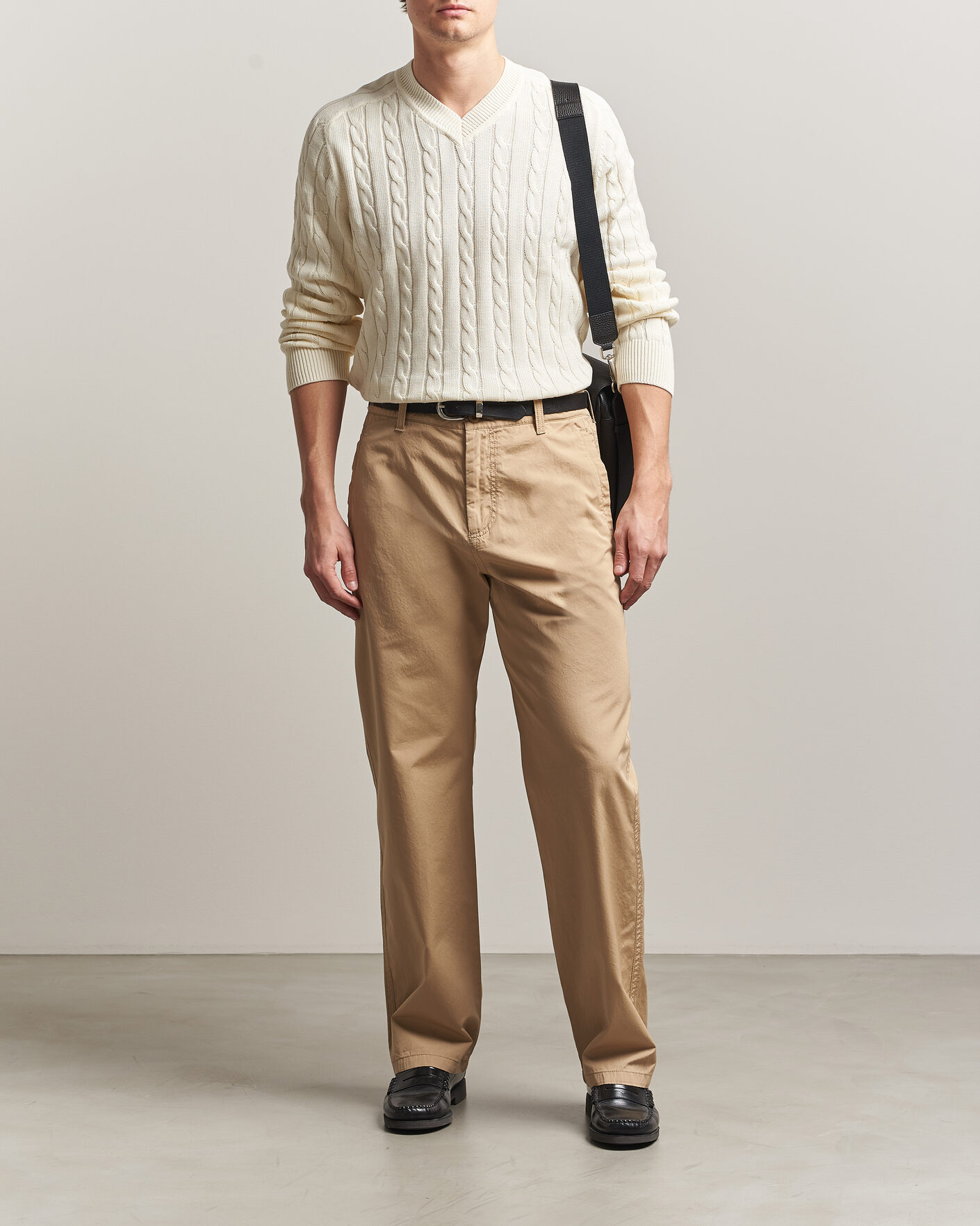 Men | Trousers | Filippa K | Flynn Washed Cotton Drawstring Trousers Canvas Beige