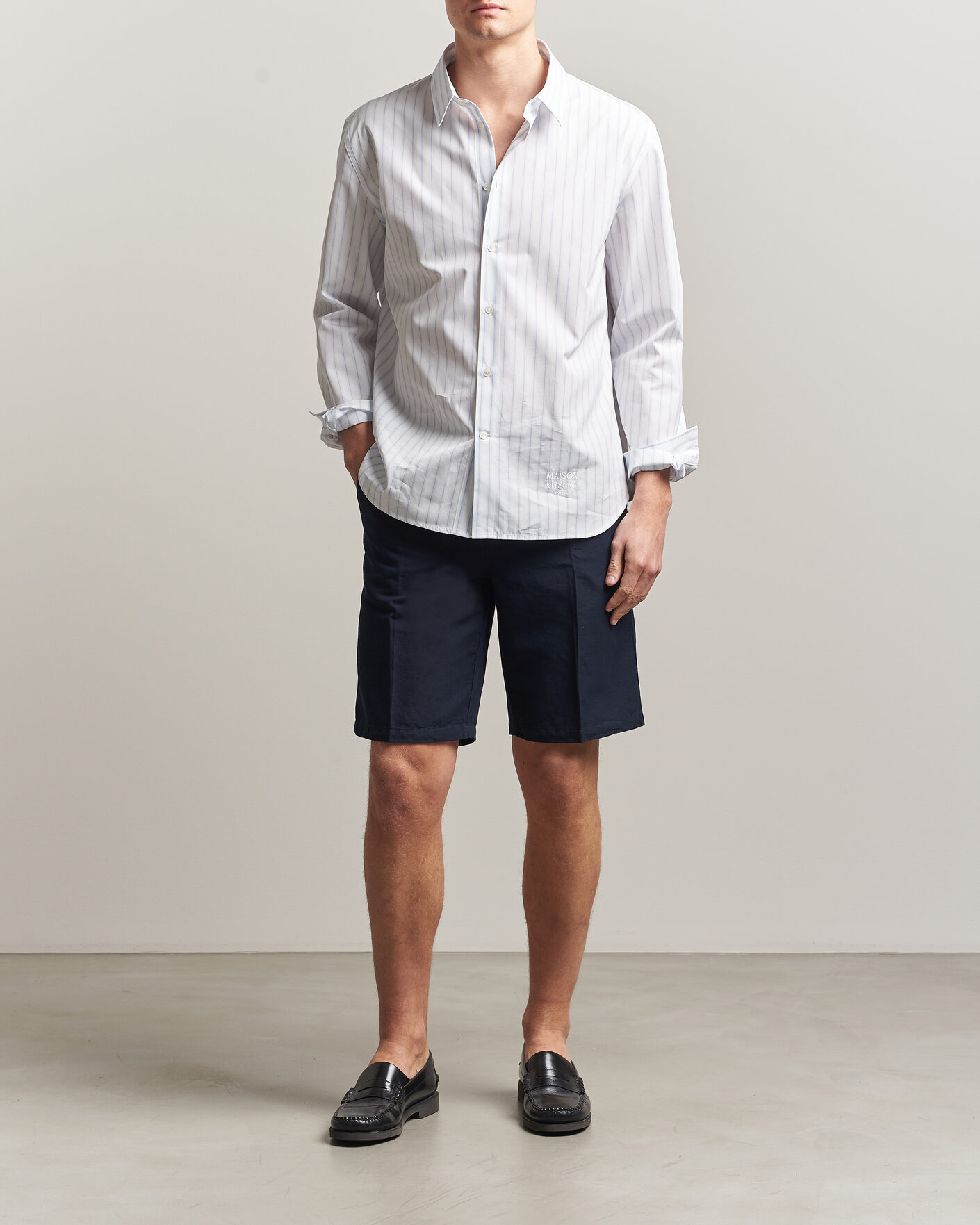 Men | Shorts | Filippa K | Theo Relaxed Linen/Cotton Drawstring Shorts Navy