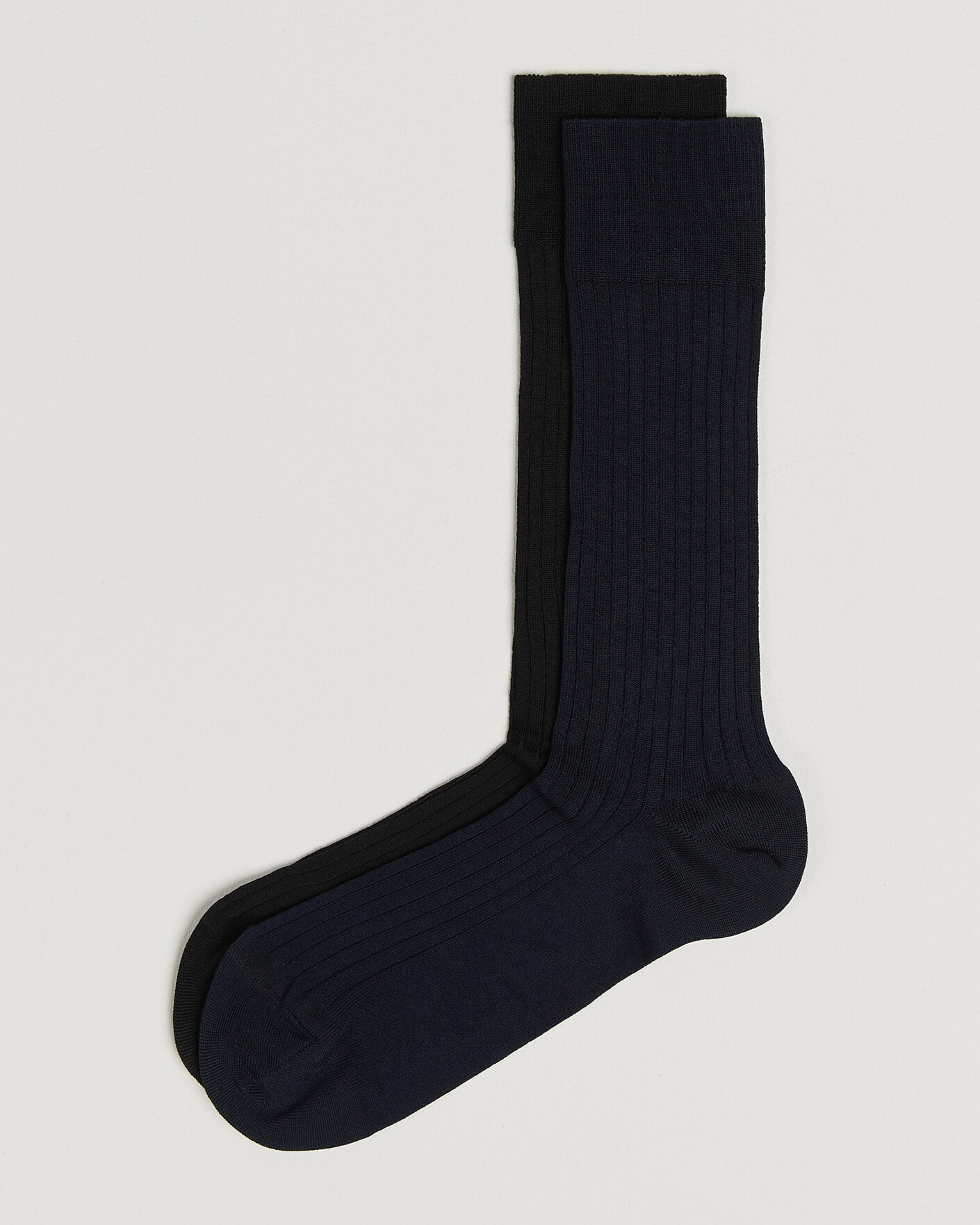 Men | Underwear & Socks | Myrqvist | 2-Pack Axel Ribbed Cotton Sock Black/Navy