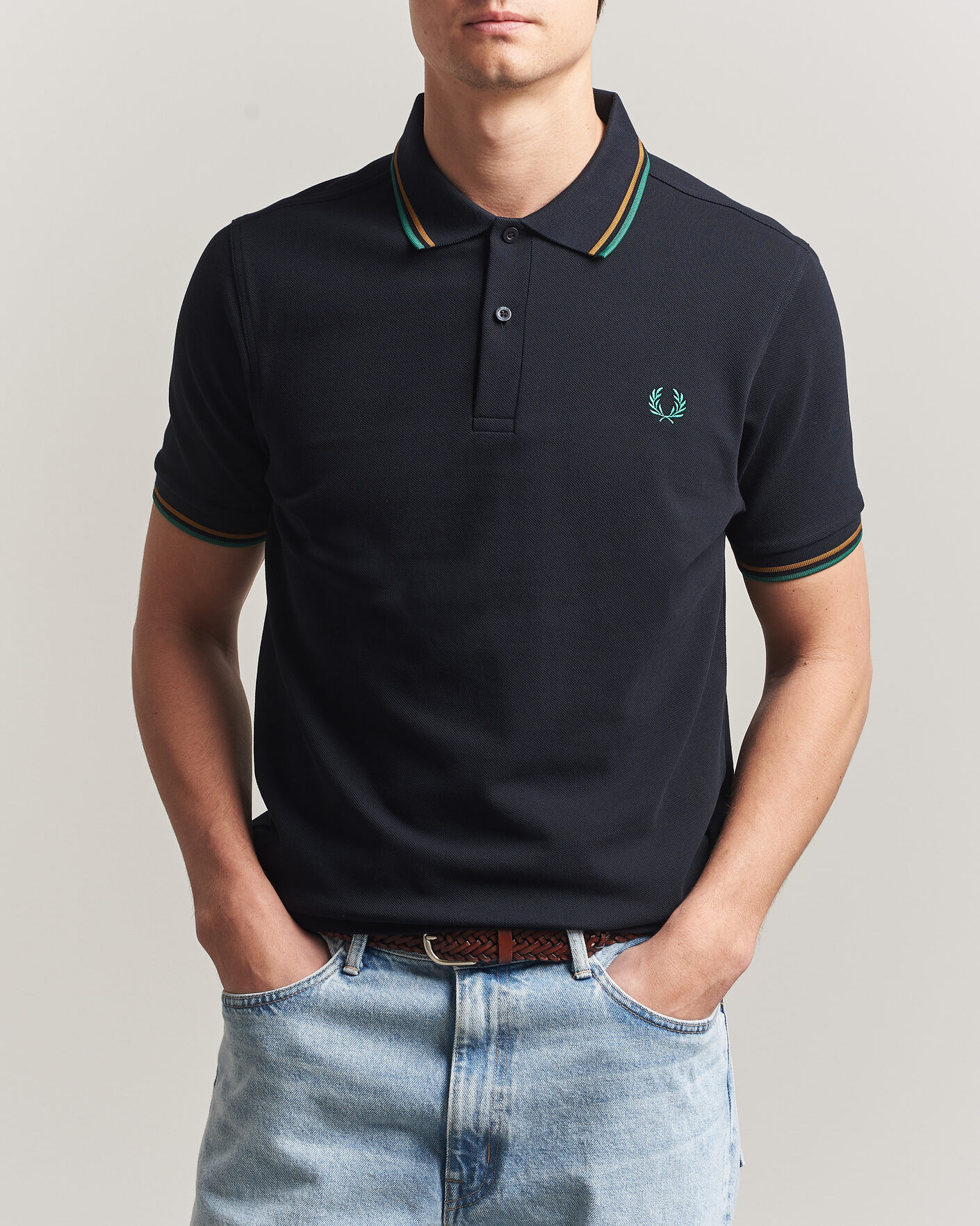 Fred Perry Twin Tipped Polo Shirt Navy at CareOfCarl.com