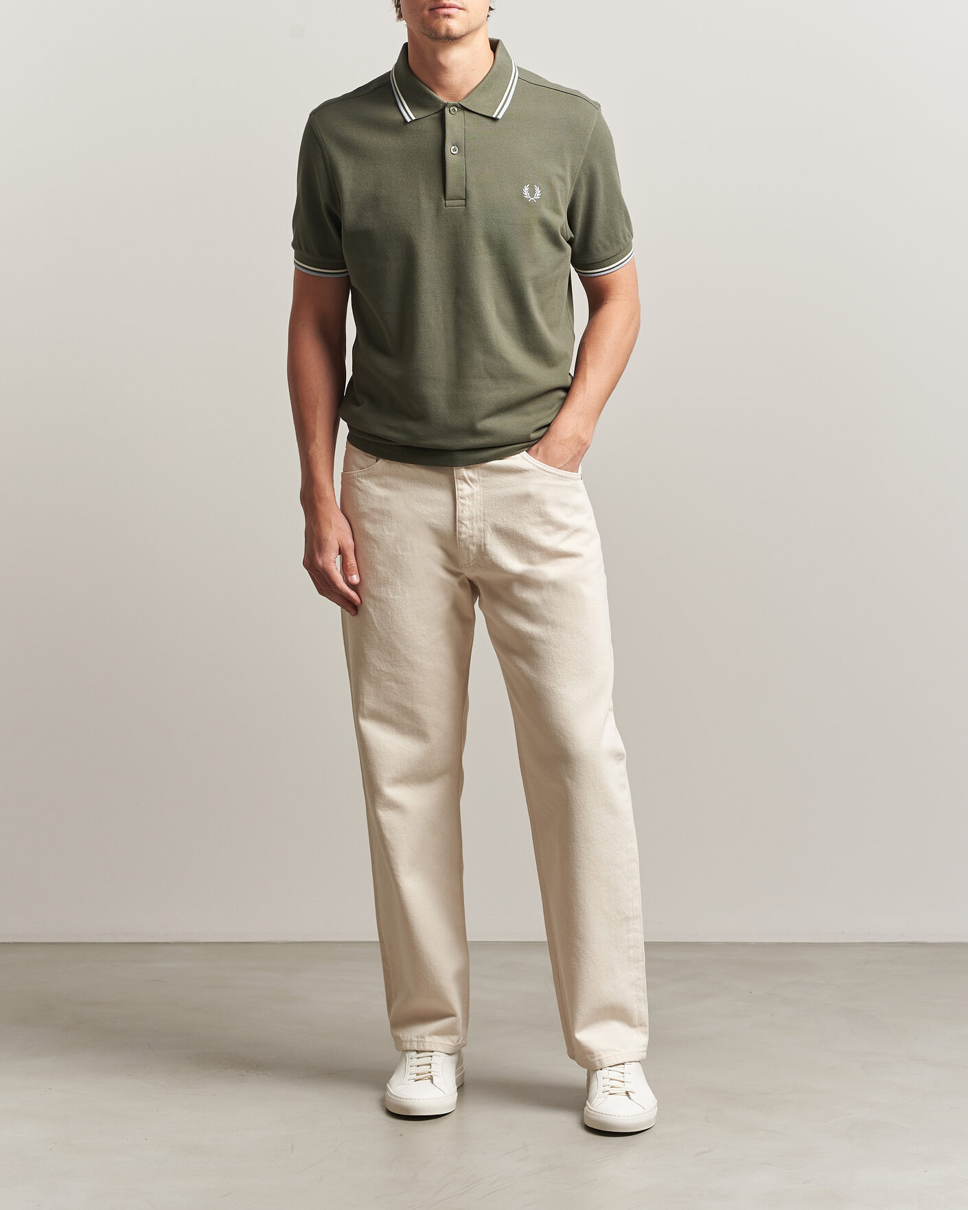 Men | Polo Shirts | Fred Perry | Twin Tipped Polo Shirt Laurel Wreath Green