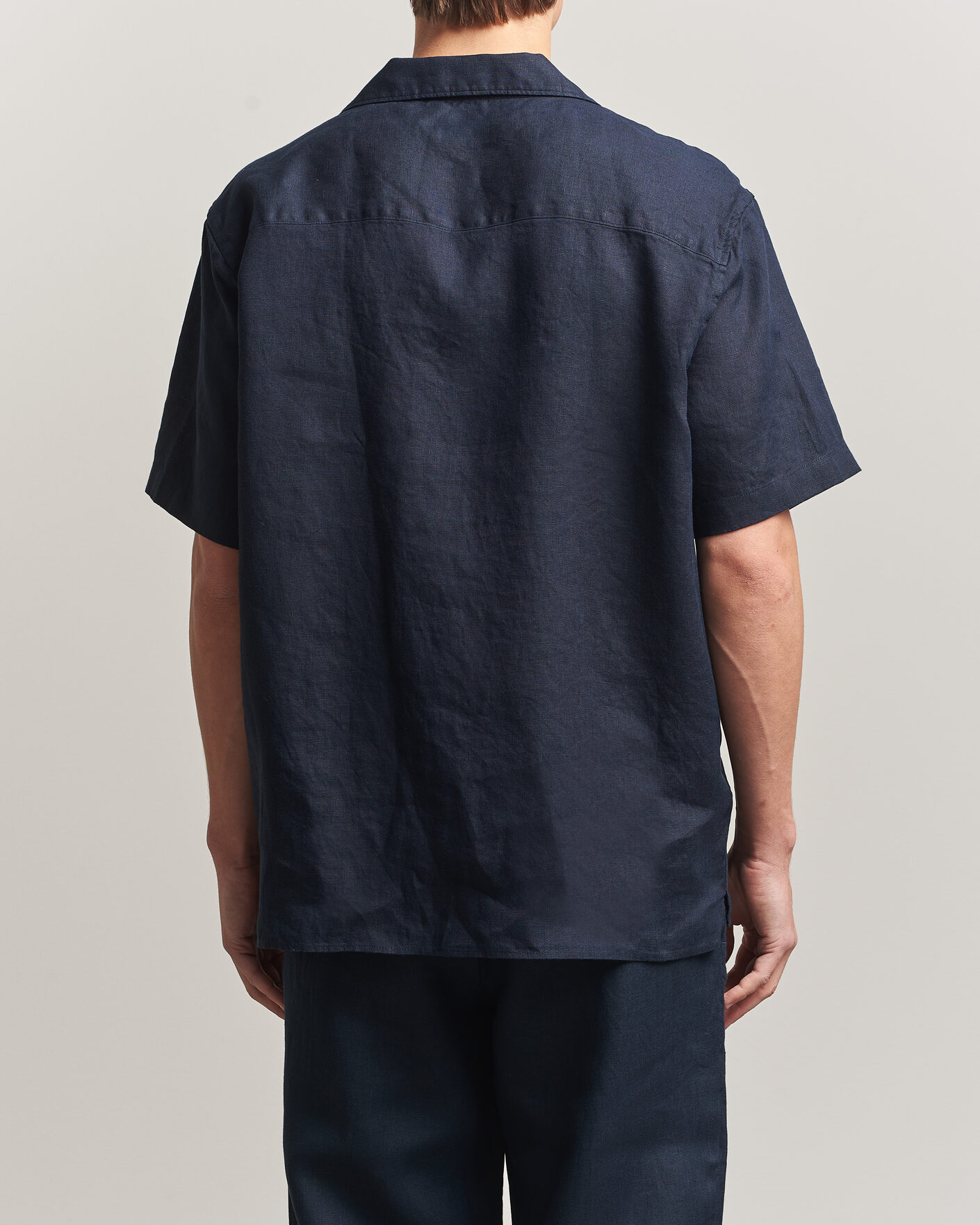 Men | Shirts | J.Lindeberg | Elio Linen Short Sleeve Shirt Navy