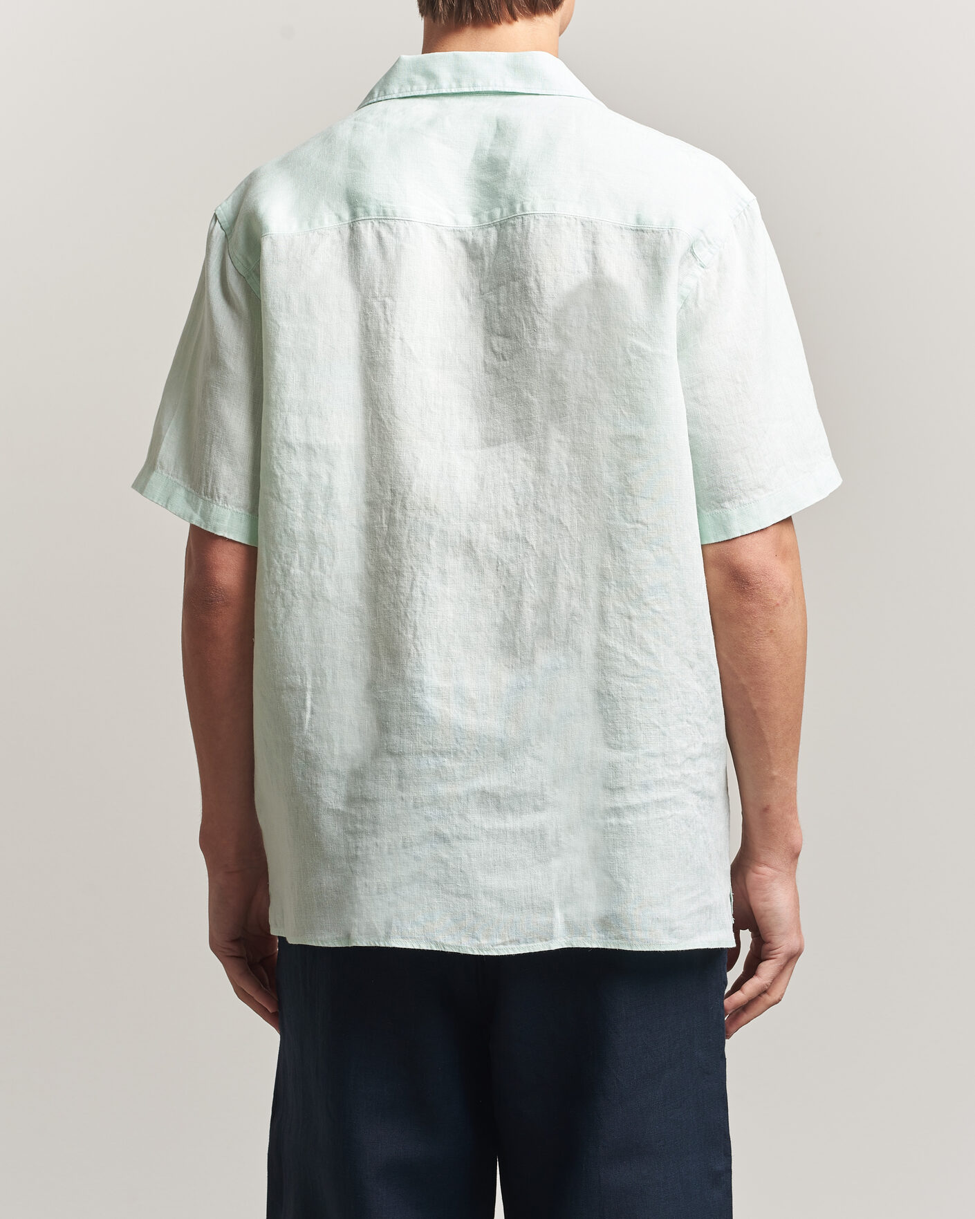 Men | Shirts | J.Lindeberg | Elio Linen Short Sleeve Shirt Bay Green
