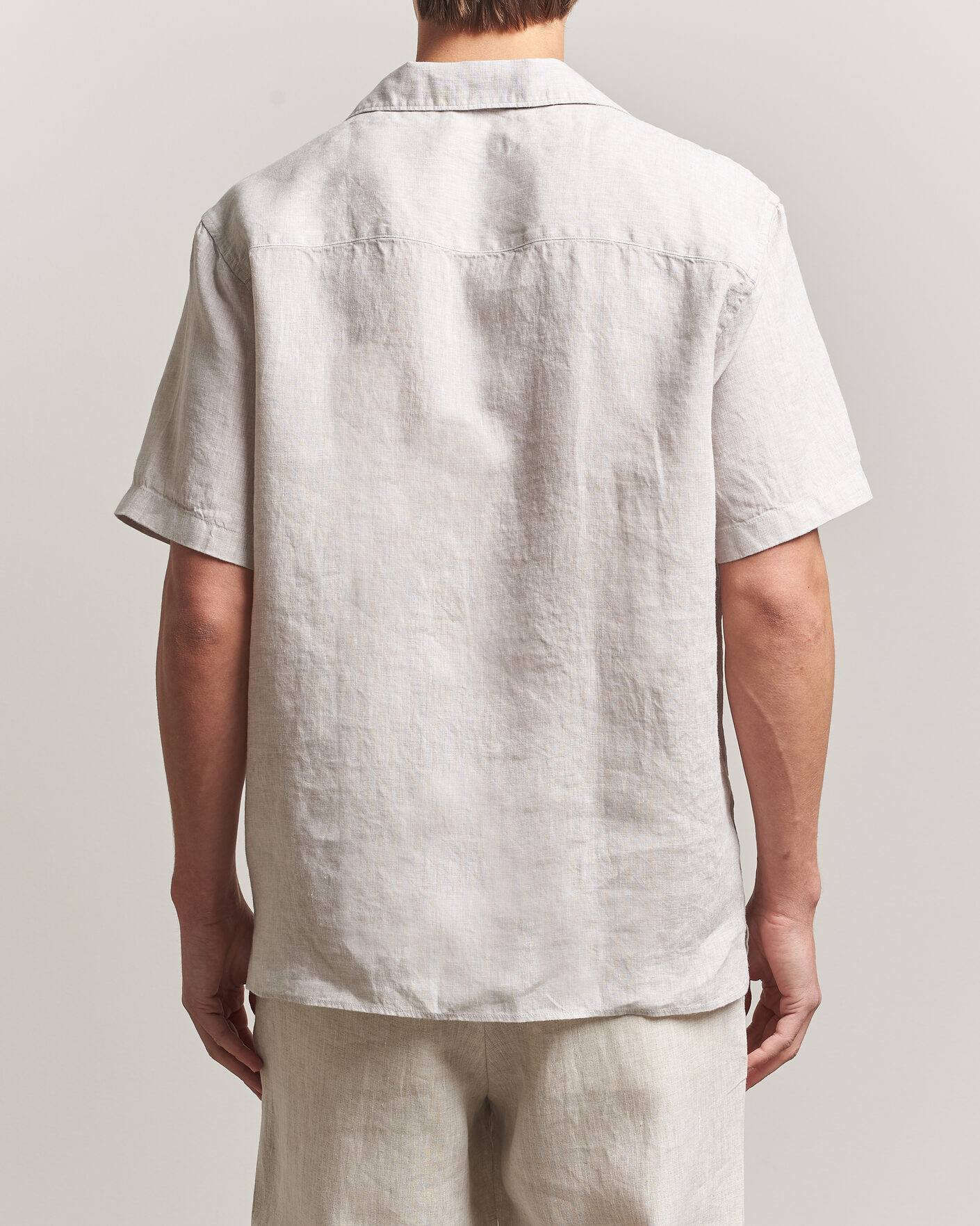 Men | Shirts | J.Lindeberg | Elio Linen Short Sleeve Shirt Moonbeam
