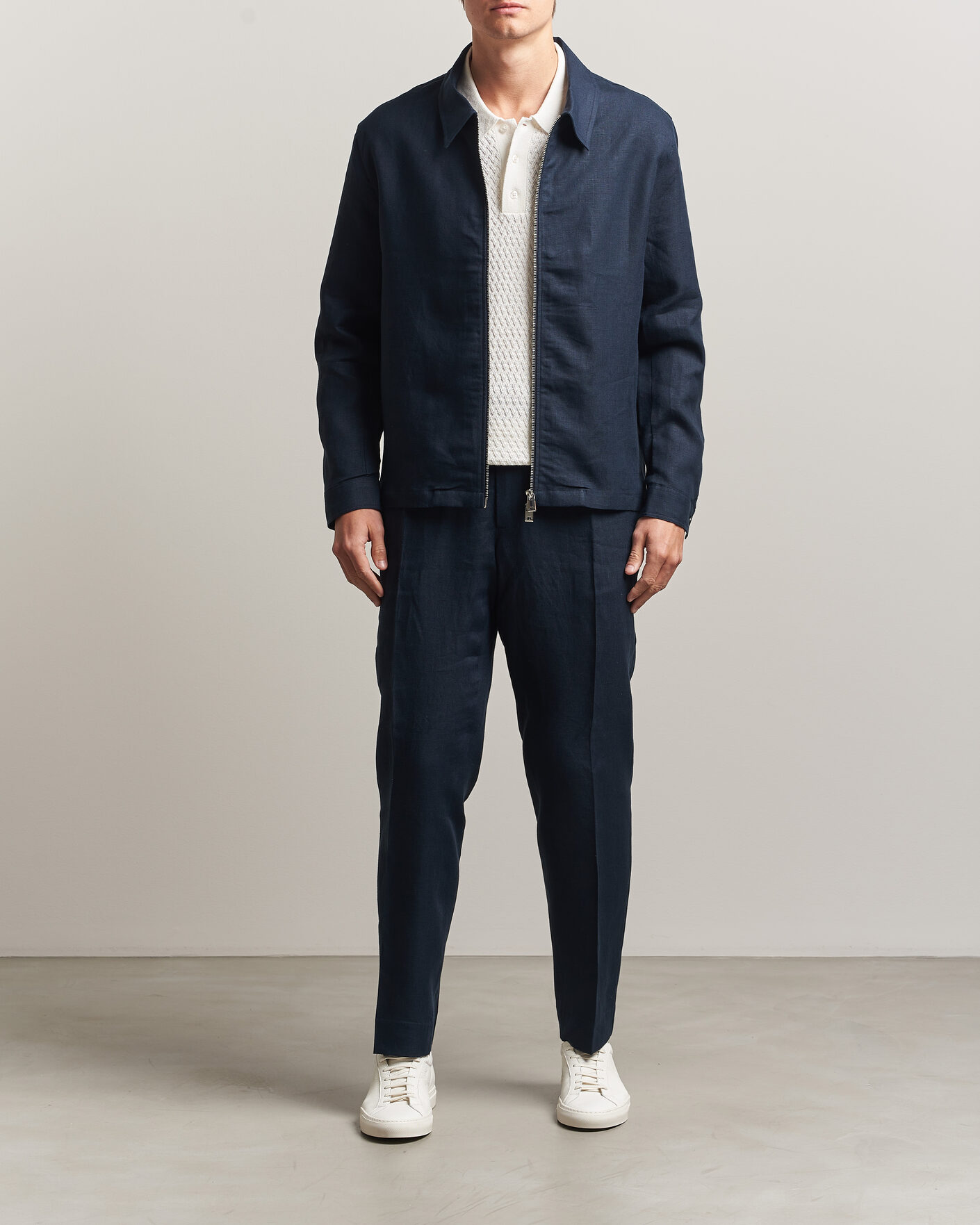 Men | Shirts | J.Lindeberg | Julius Drape Linen Overshirt Navy