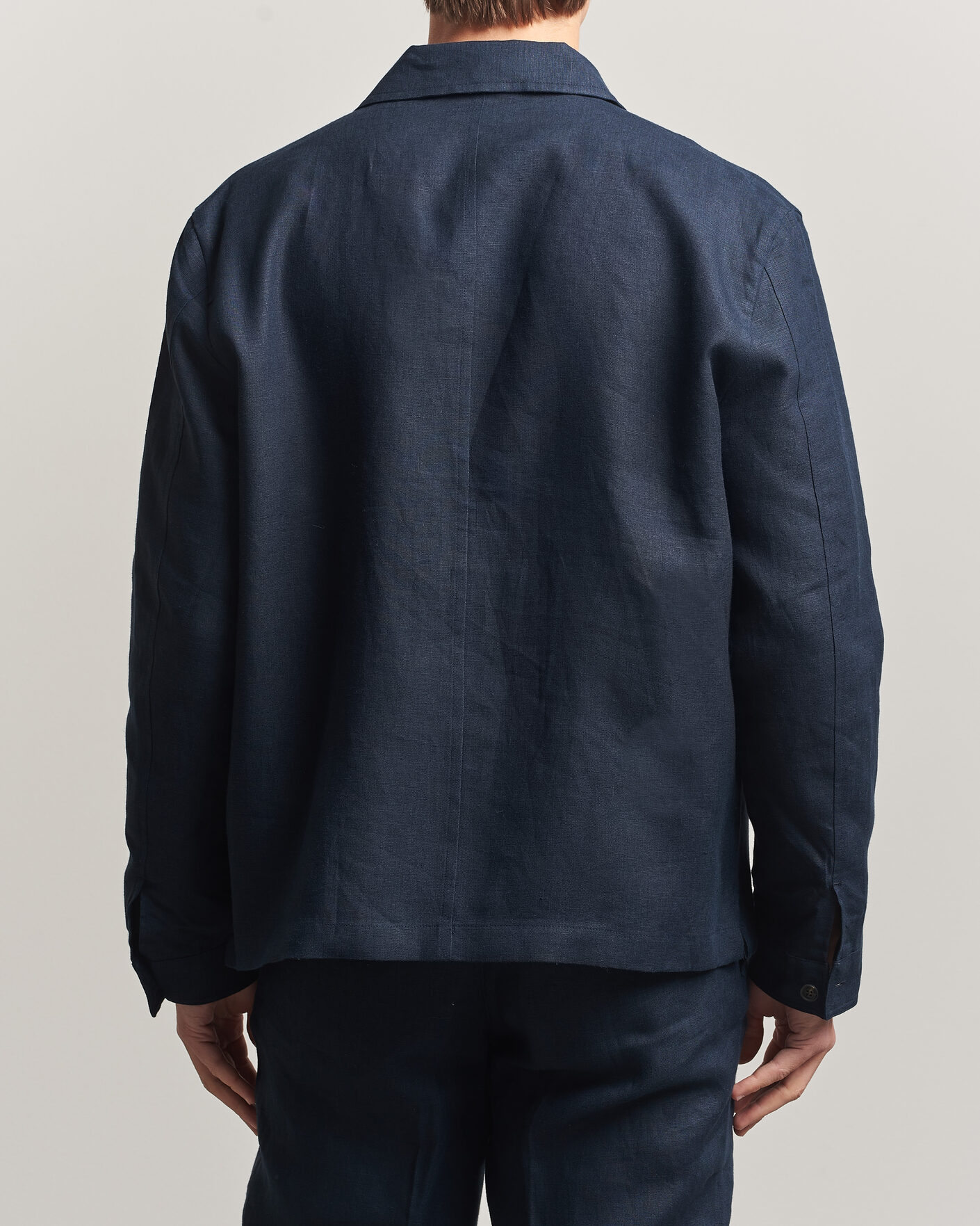 Men | Shirts | J.Lindeberg | Julius Drape Linen Overshirt Navy