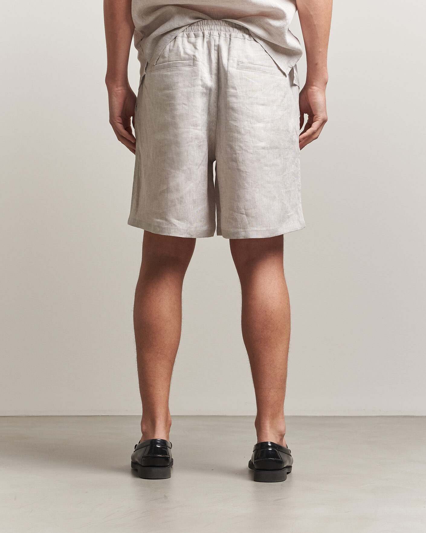 Men | Shorts | J.Lindeberg | Joff Linen Drawstring Shorts Moonbeam
