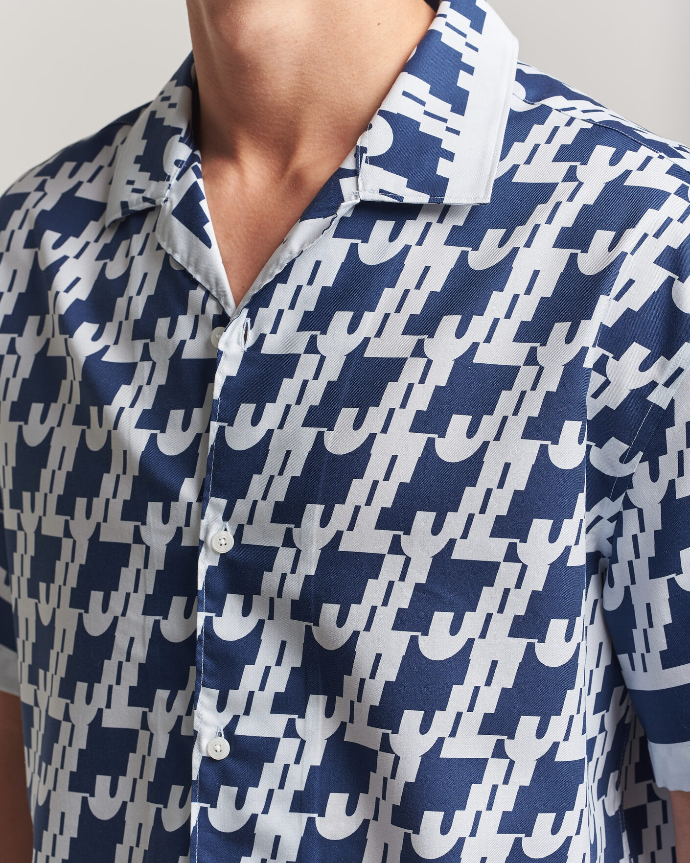 J.Lindeberg Ellis Border Printed Resort Shirt Estate Blue at