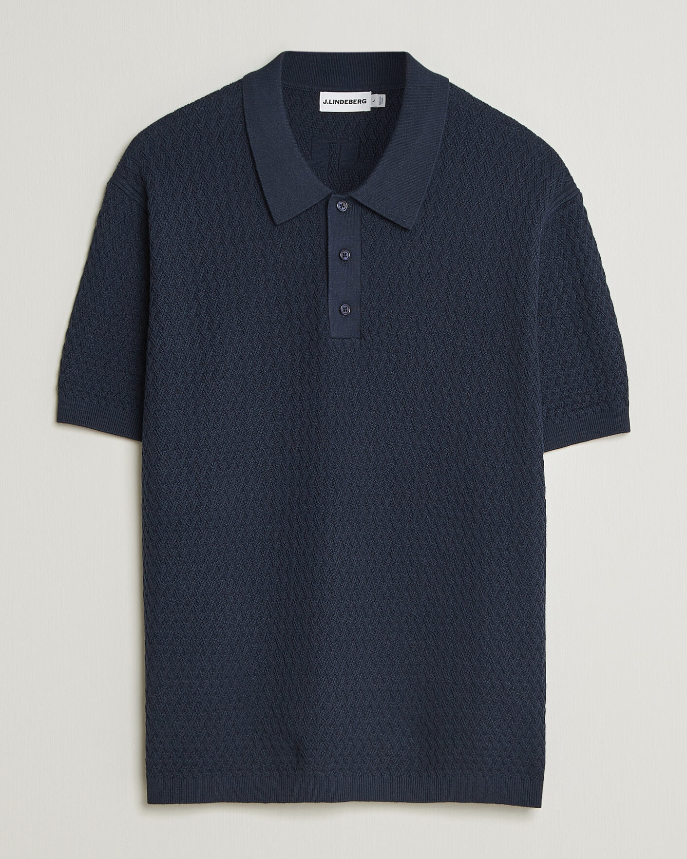 Men | Polo Shirts | J.Lindeberg | Jacques Structured Knitted Polo Navy