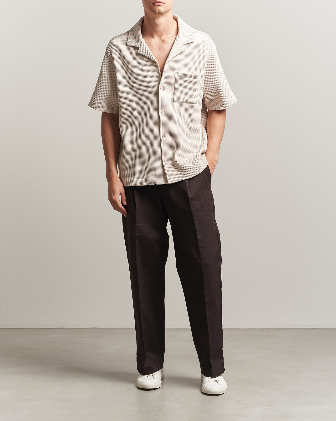 Men | Shirts | J.Lindeberg | Theron Waffle Resort Shirt Moonbeam