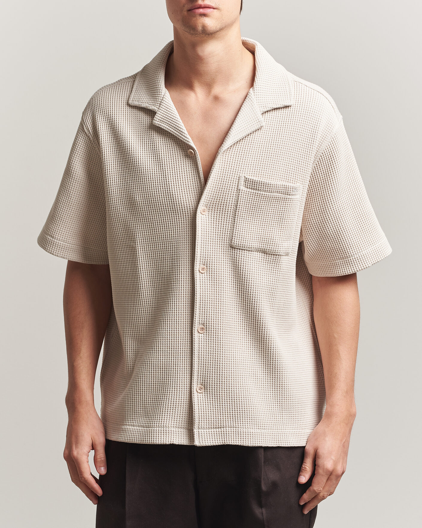 Men | Shirts | J.Lindeberg | Theron Waffle Resort Shirt Moonbeam