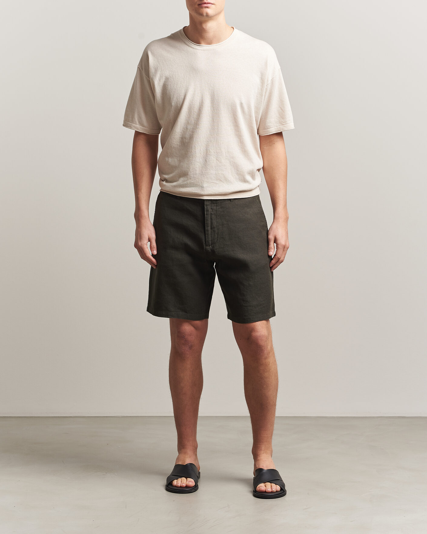 Men | Shorts | NN07 | Aden Linen Shorts Dark Army