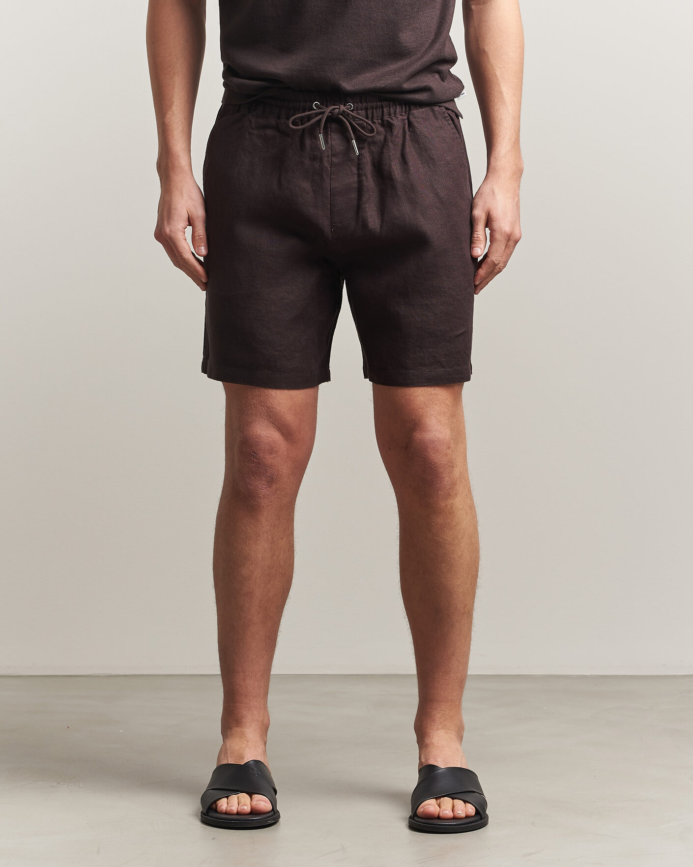 Men | Shorts | NN07 | Gregor Linen Drawstring Shorts Dusky Port
