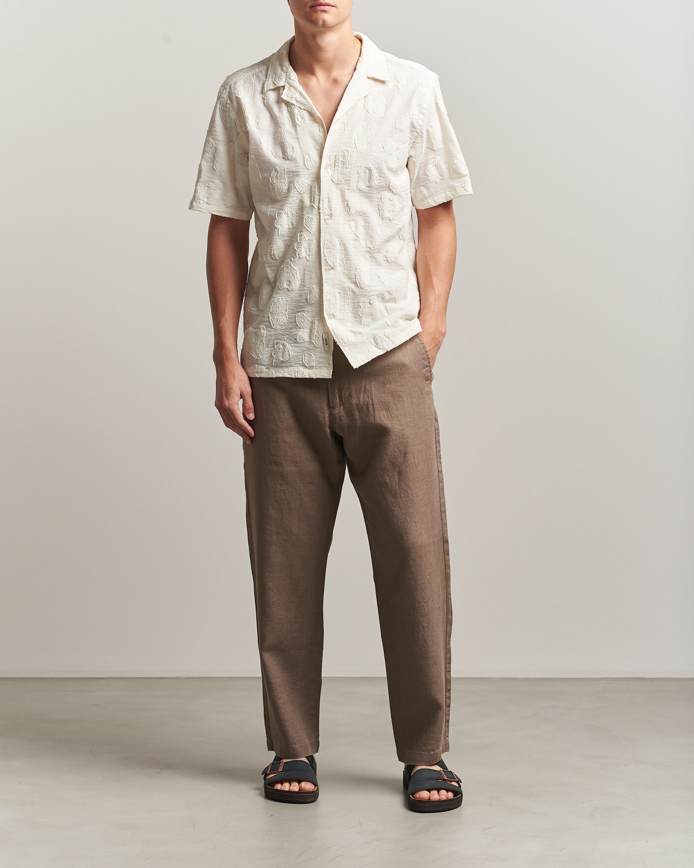 Men | Trousers | NN07 | Aden Regular Fit Linen Trousers Clay Mirage