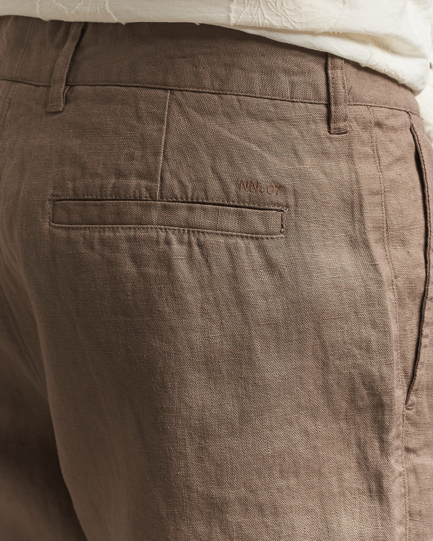 Men | Trousers | NN07 | Aden Regular Fit Linen Trousers Clay Mirage