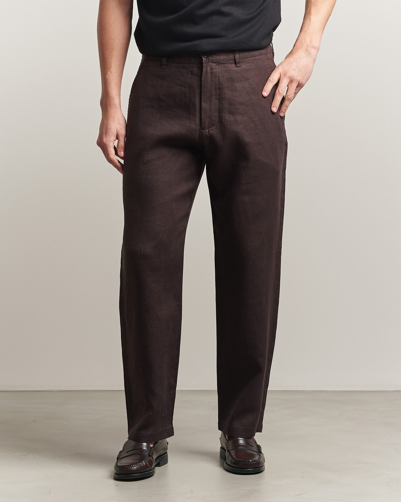 Men | Trousers | NN07 | Aden Regular Fit Linen Trousers Dusky Port