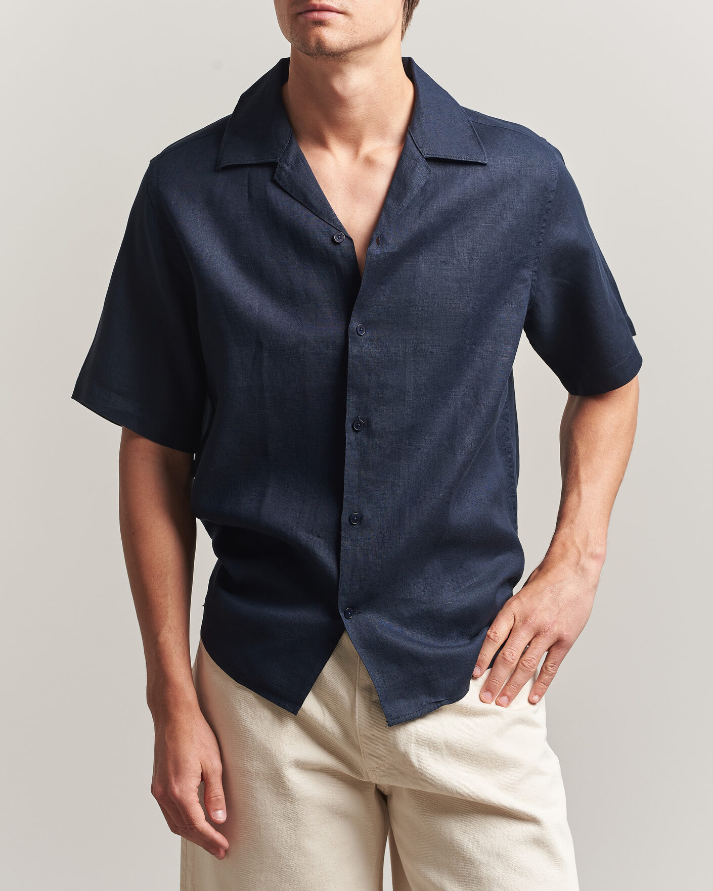 Men | Shirts | NN07 | Julio Linen Resort Shirt Navy Blue
