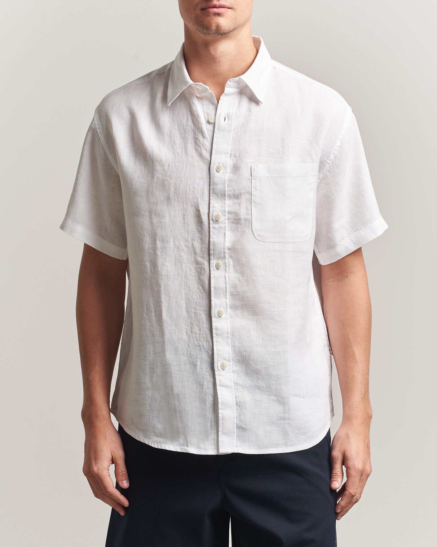 Men | Shirts | NN07 | Deon Linen Short Sleeve Shirt White
