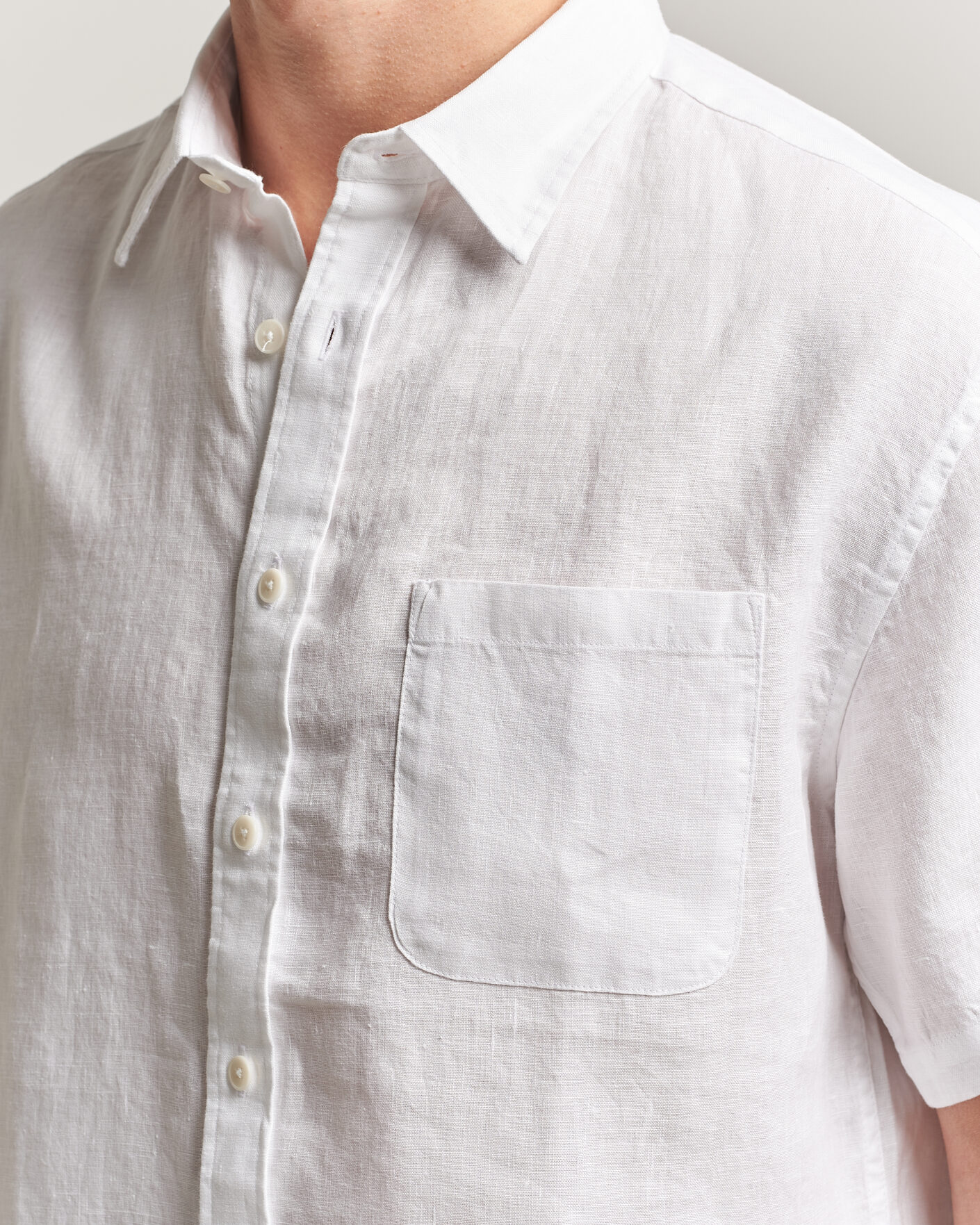 Men | Shirts | NN07 | Deon Linen Short Sleeve Shirt White