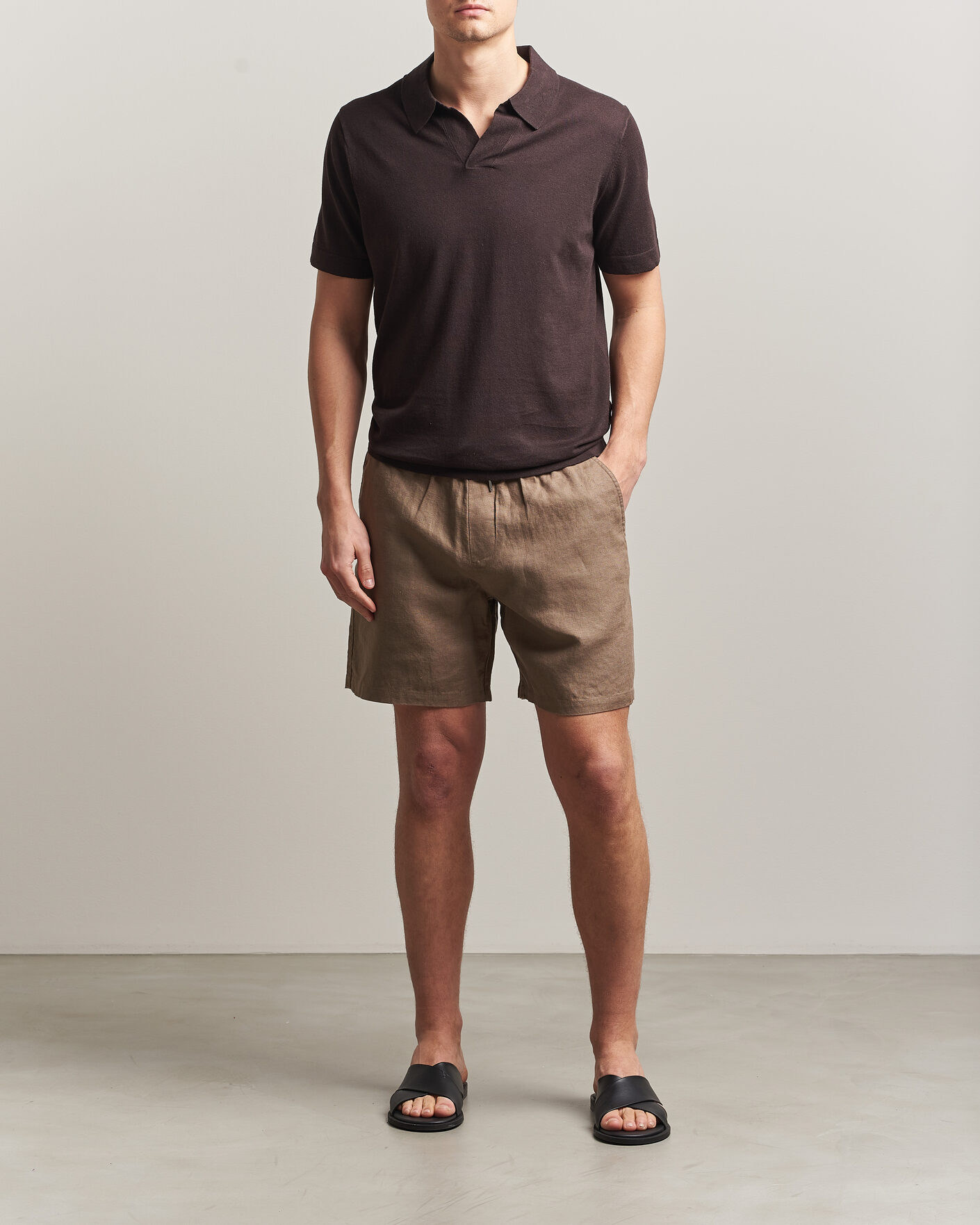 Men | Polo Shirts | NN07 | Ryan Cotton/Linen Polo Dusky Port