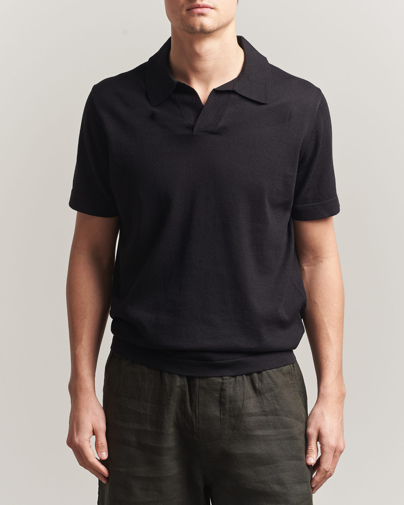 Men | Polo Shirts | NN07 | Ryan Cotton/Linen Polo Black