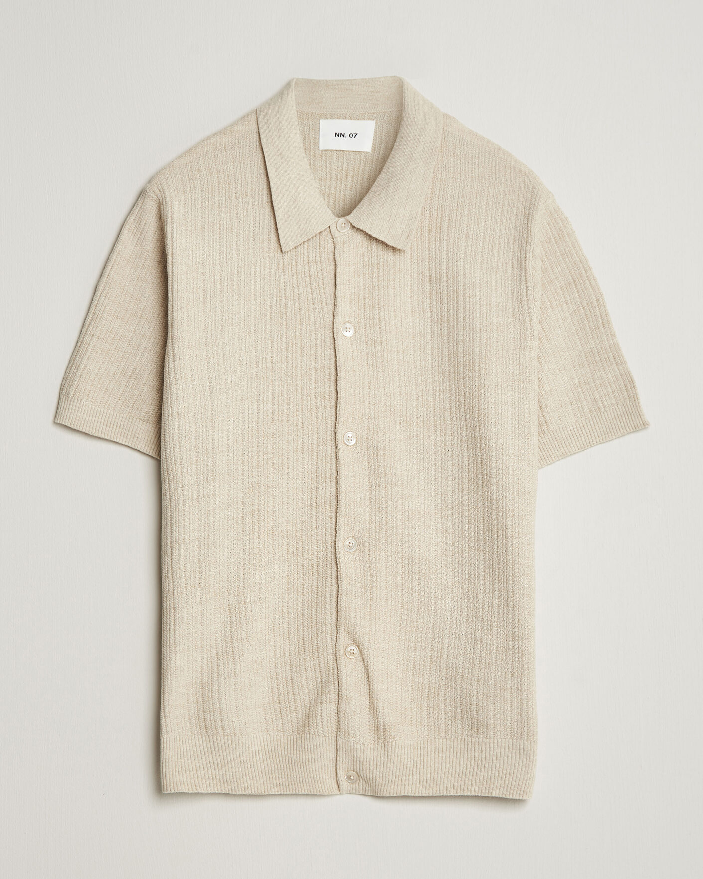 Men | Shirts | NN07 | Nolan Knitted Short Sleeve Shirt Ivory
