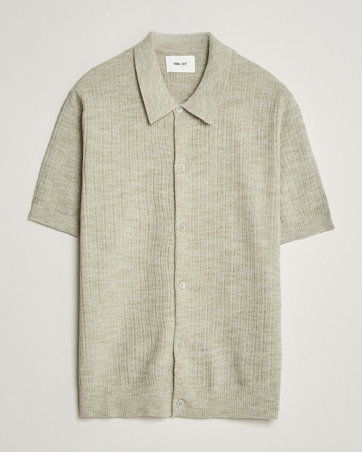 Men | Shirts | NN07 | Nolan Knitted Short Sleeve Shirt Sage Green