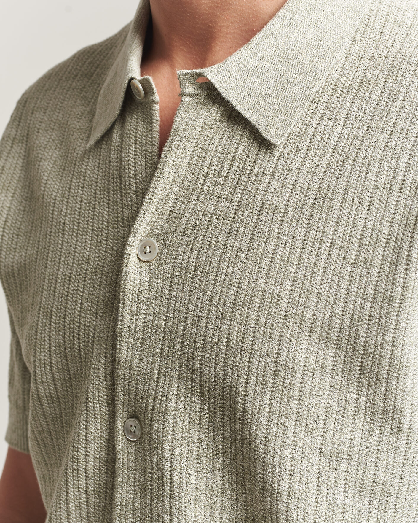 Men | Shirts | NN07 | Nolan Knitted Short Sleeve Shirt Sage Green