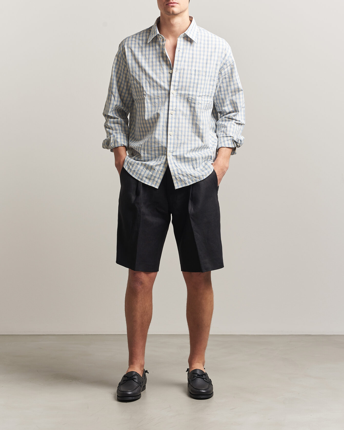 Men | Shorts | NN07 | Kay Relaxed Fit Linen Drawstring Shorts Black