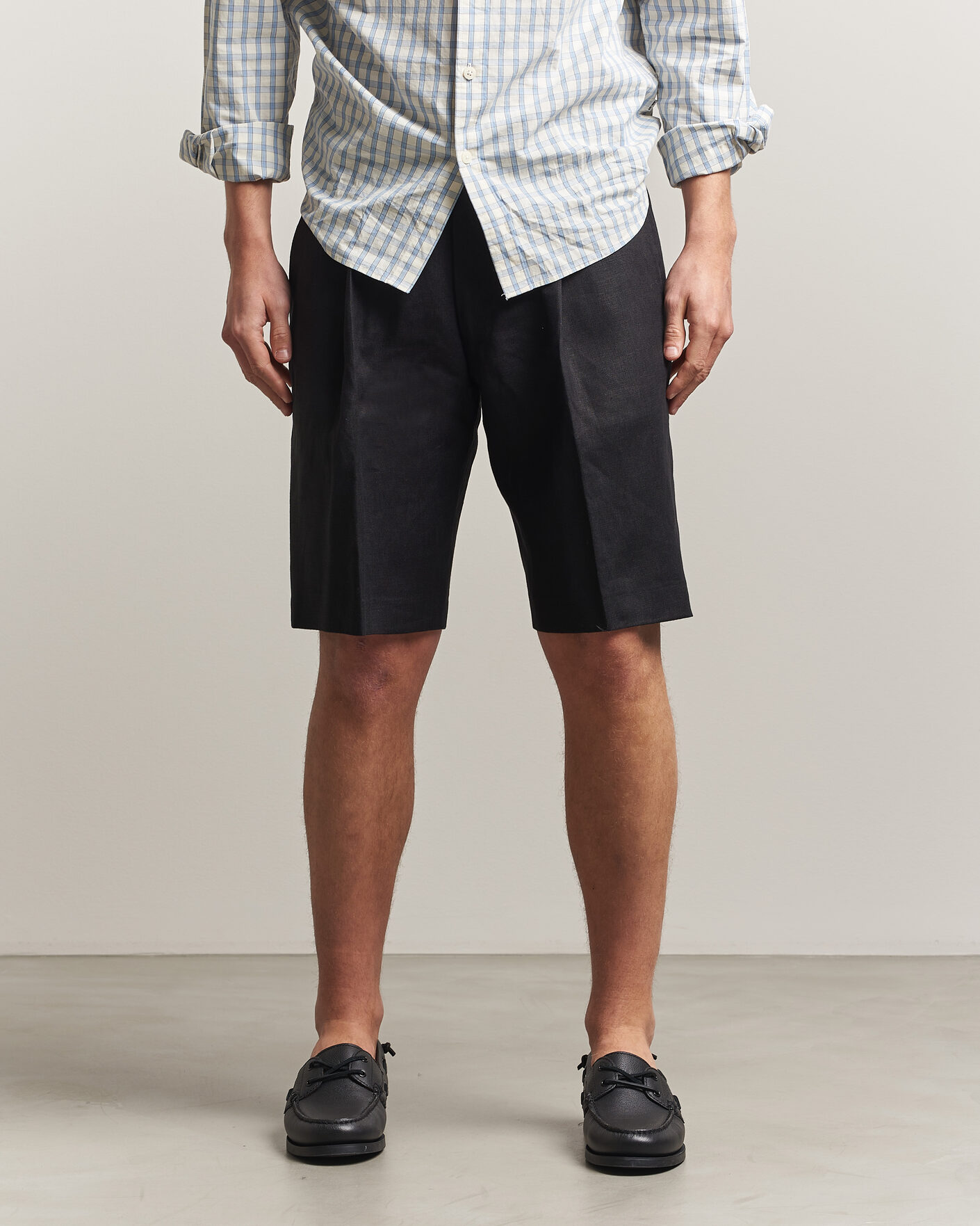 Men | Shorts | NN07 | Kay Relaxed Fit Linen Drawstring Shorts Black