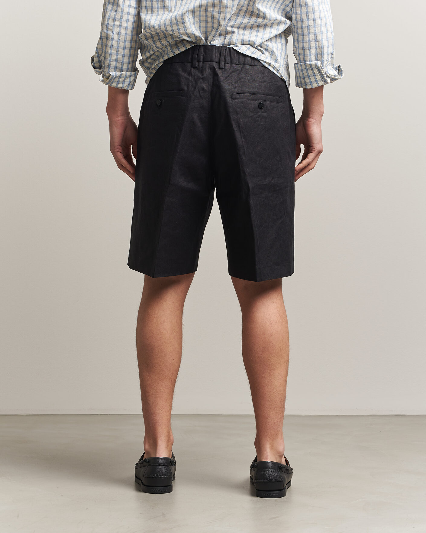 Men | Shorts | NN07 | Kay Relaxed Fit Linen Drawstring Shorts Black