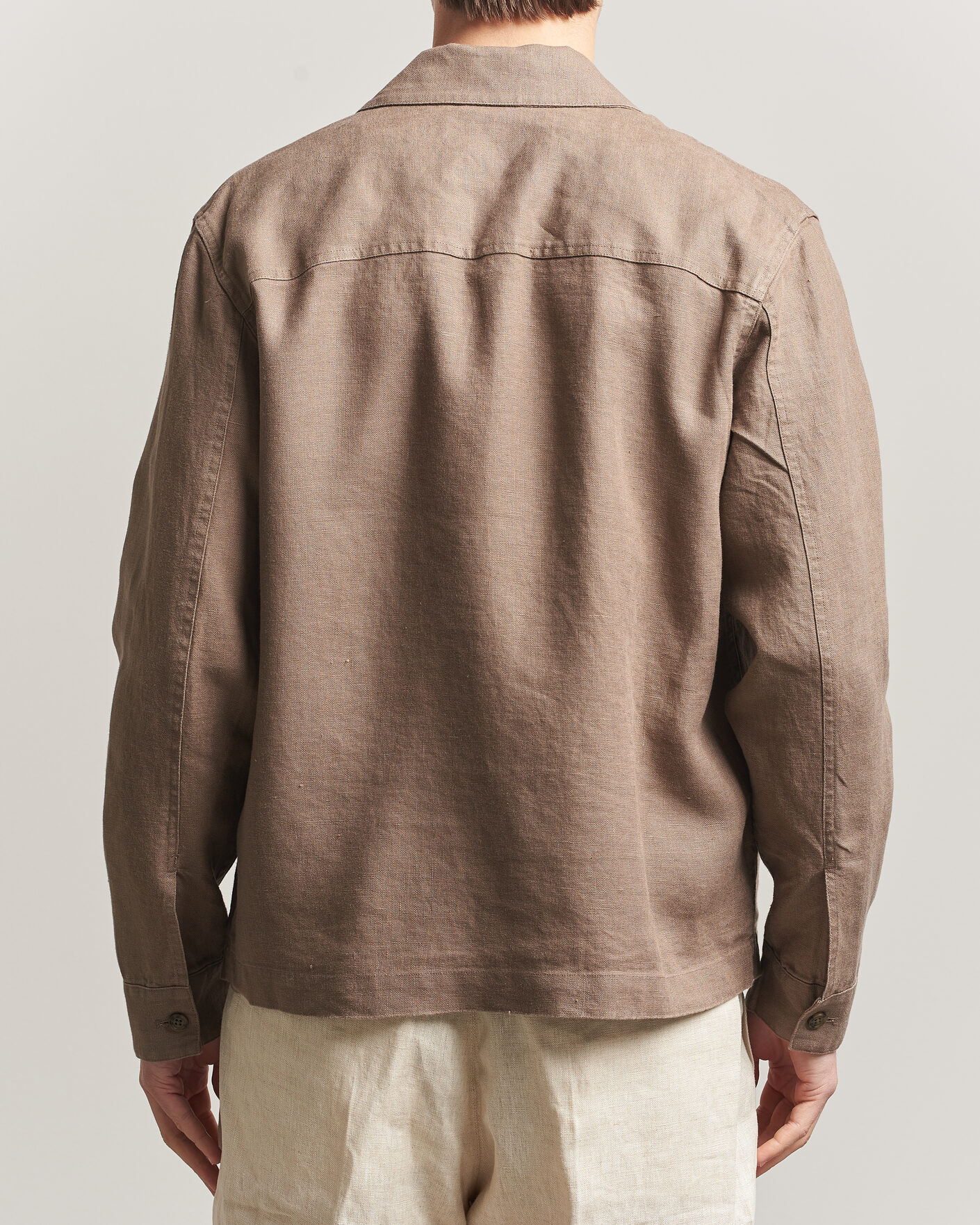 Men | Shirts | NN07 | Alban Linen Full Zip Overshirt Clay Mirage