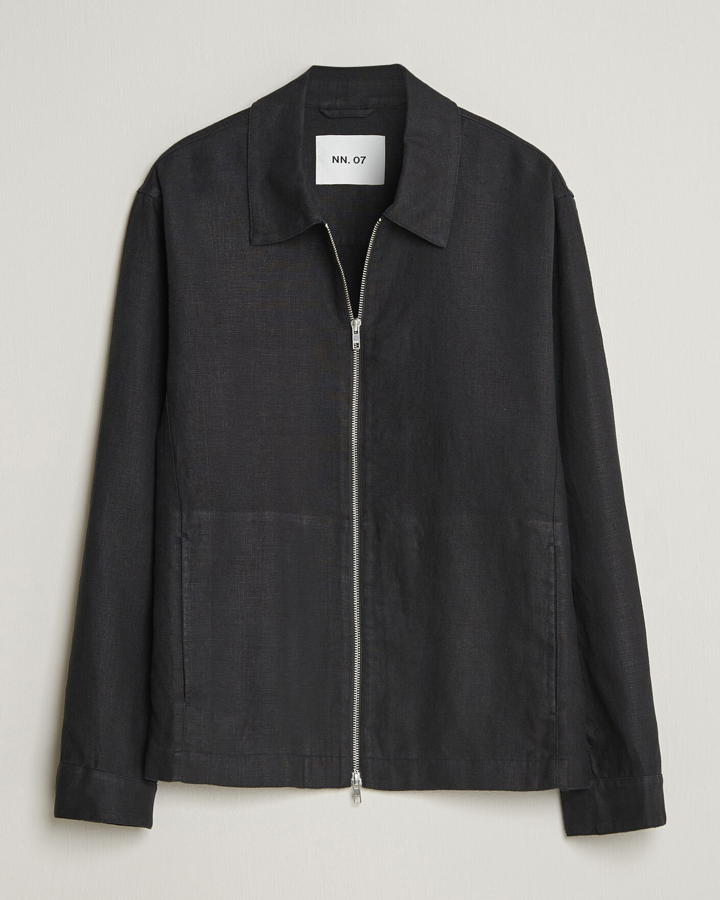 Men | Shirts | NN07 | Alban Linen Full Zip Overshirt Black