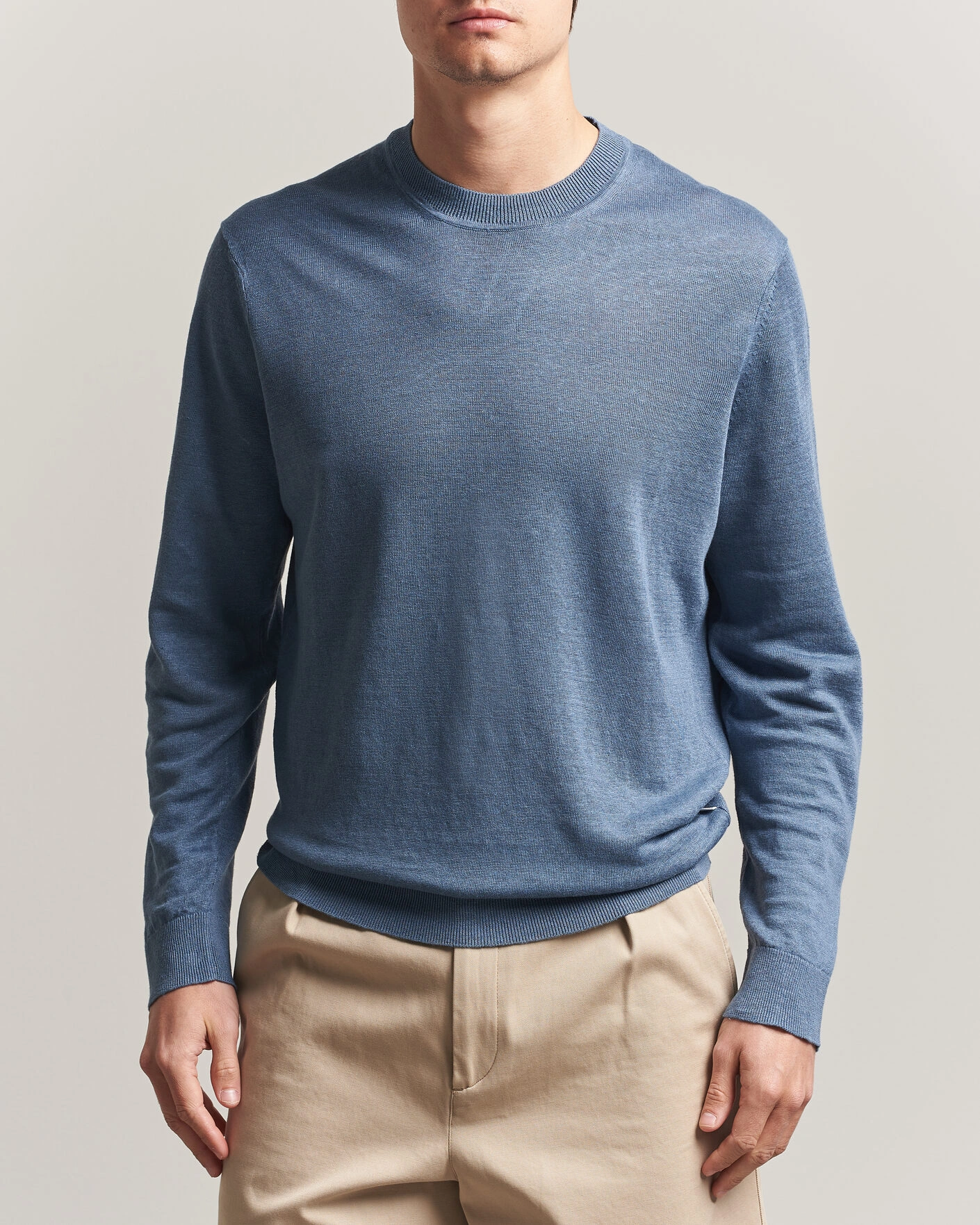 Men | Sweaters & Knitwear | NN07 | Ted Linen Knitted Sweater Stone Blue