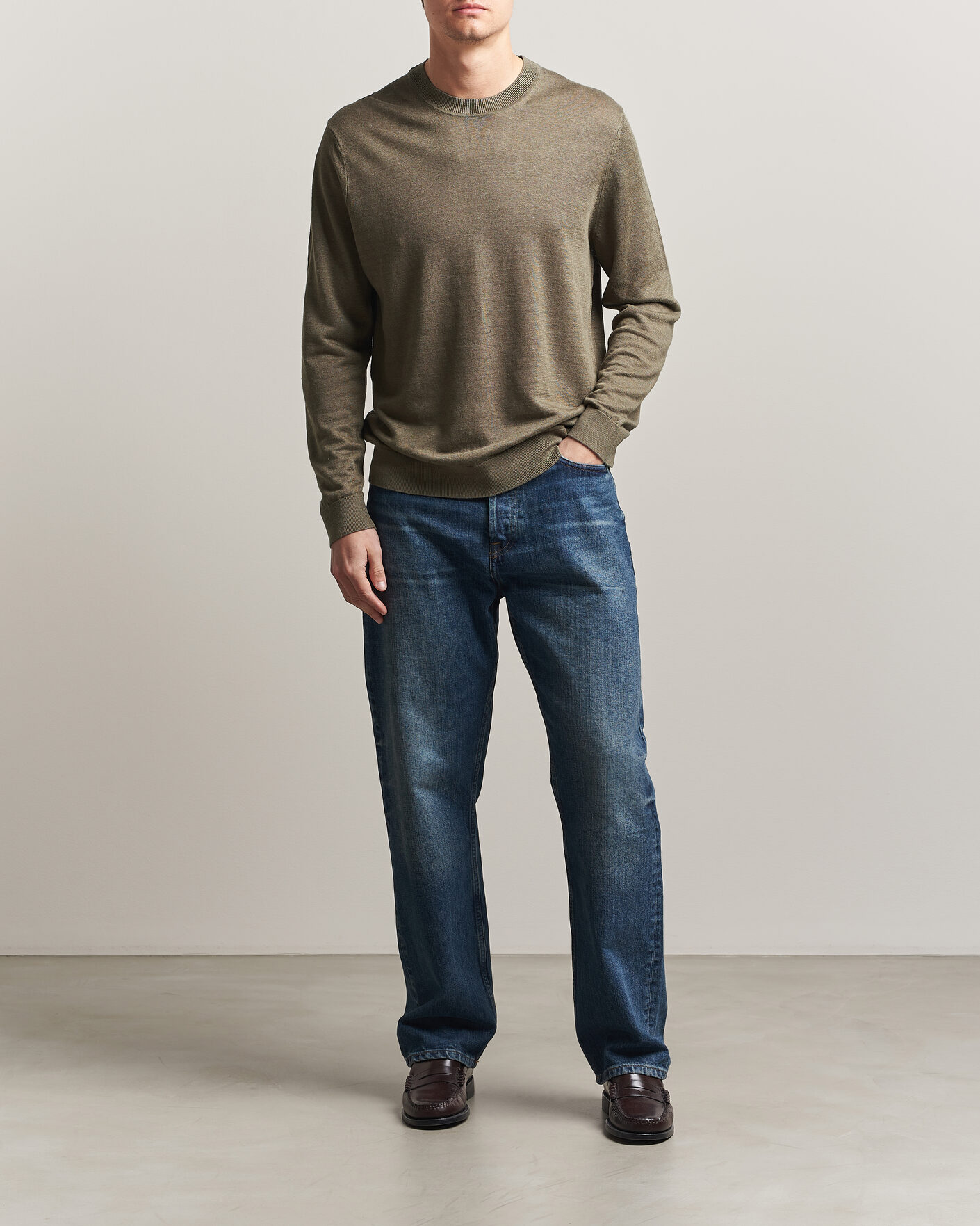 Men | Sweaters & Knitwear | NN07 | Ted Linen Knitted Sweater Capers Green