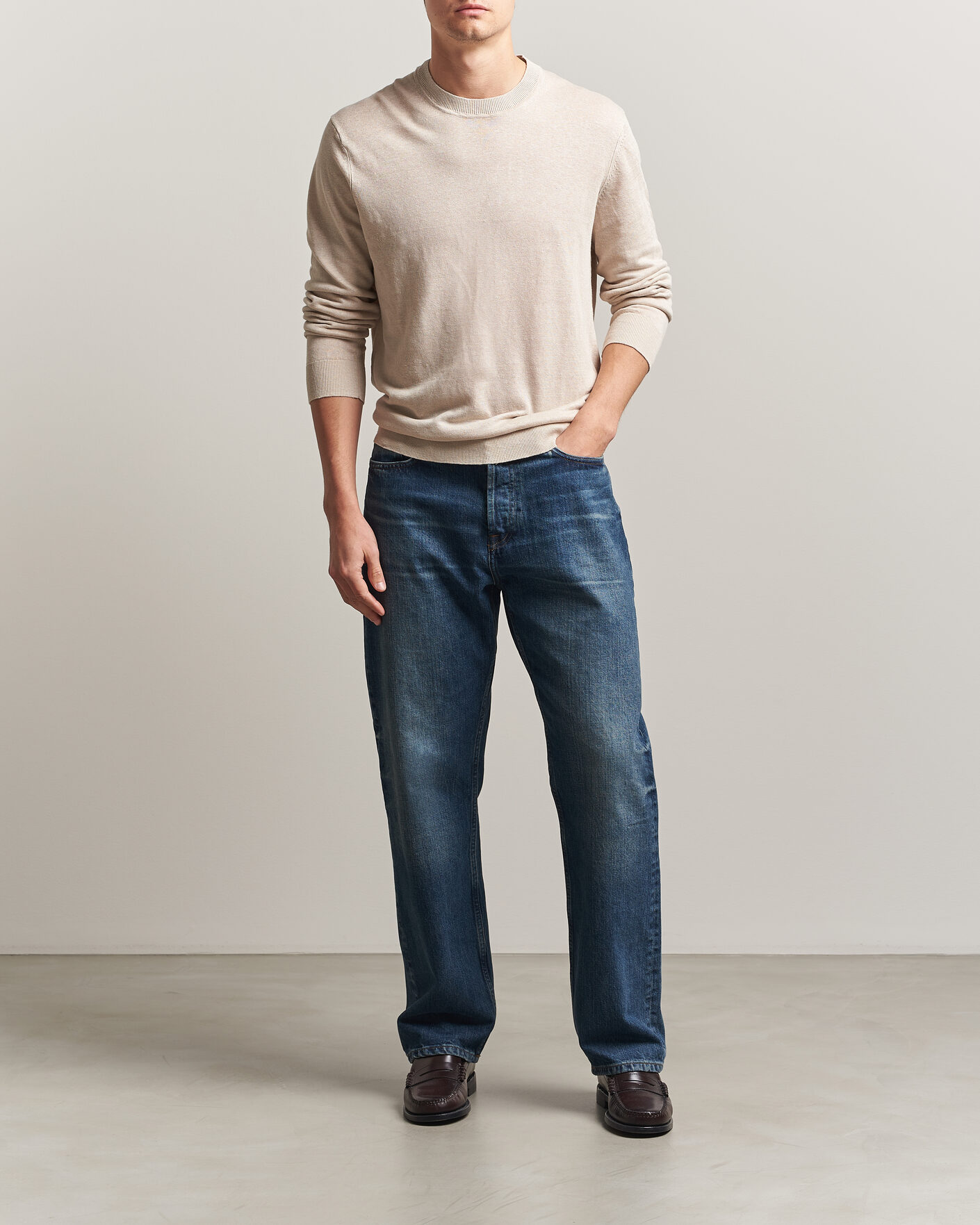 Men | Sweaters & Knitwear | NN07 | Ted Linen Knitted Sweater Oat