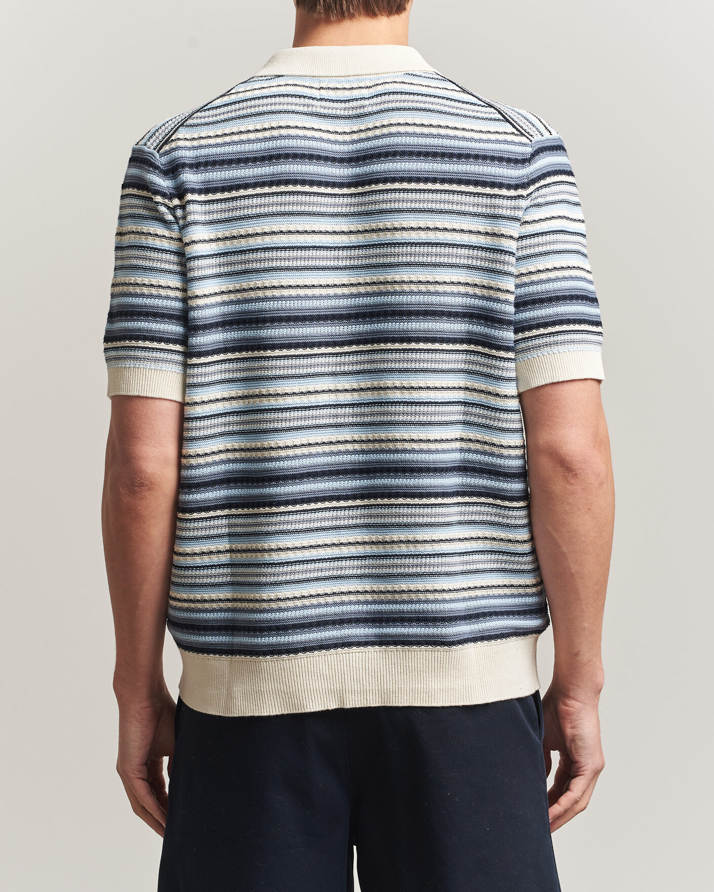 Men | Shirts | NN07 | Nolan Striped Knitted Short Sleeve Shirt Navy Multi