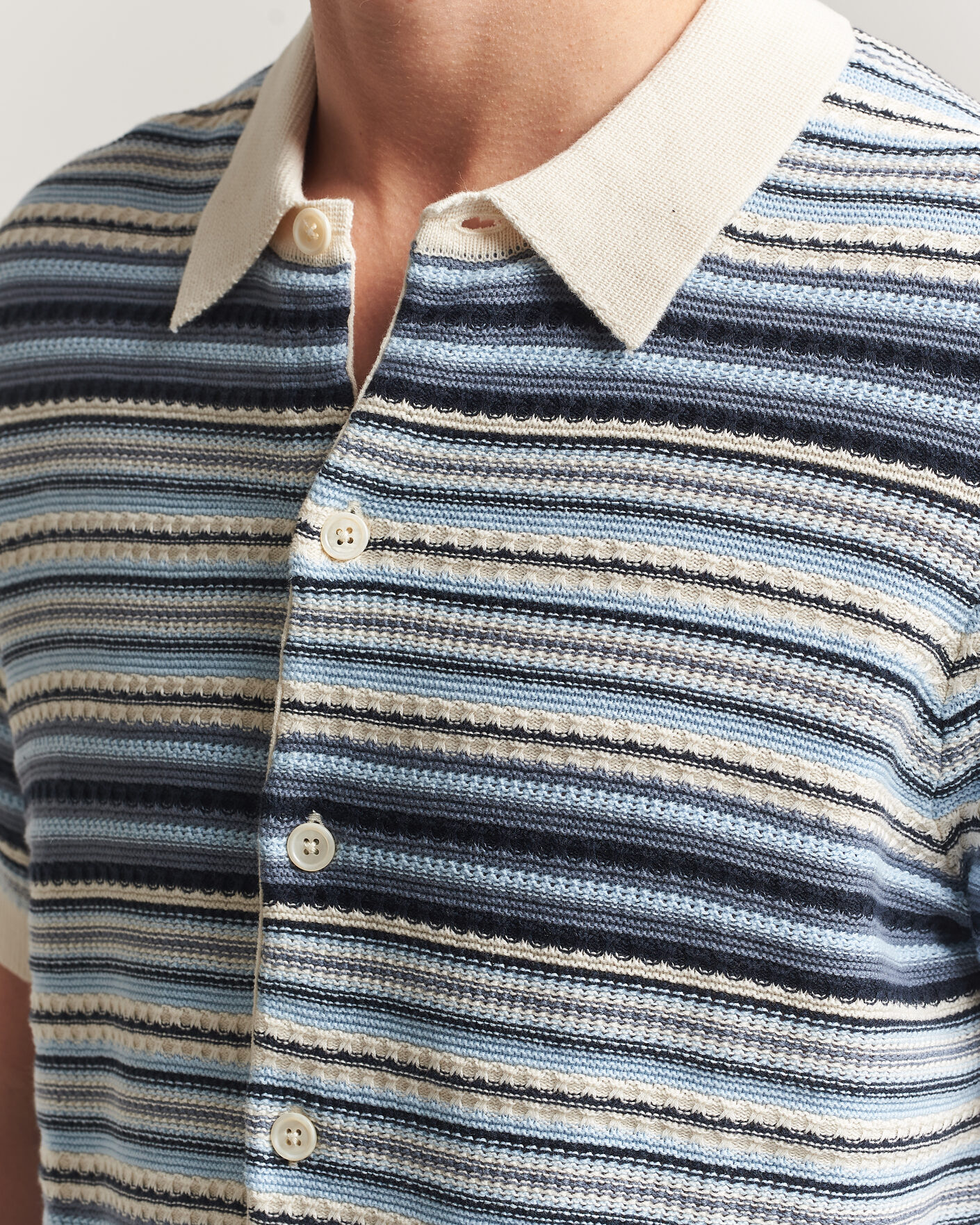 Men | Shirts | NN07 | Nolan Striped Knitted Short Sleeve Shirt Navy Multi