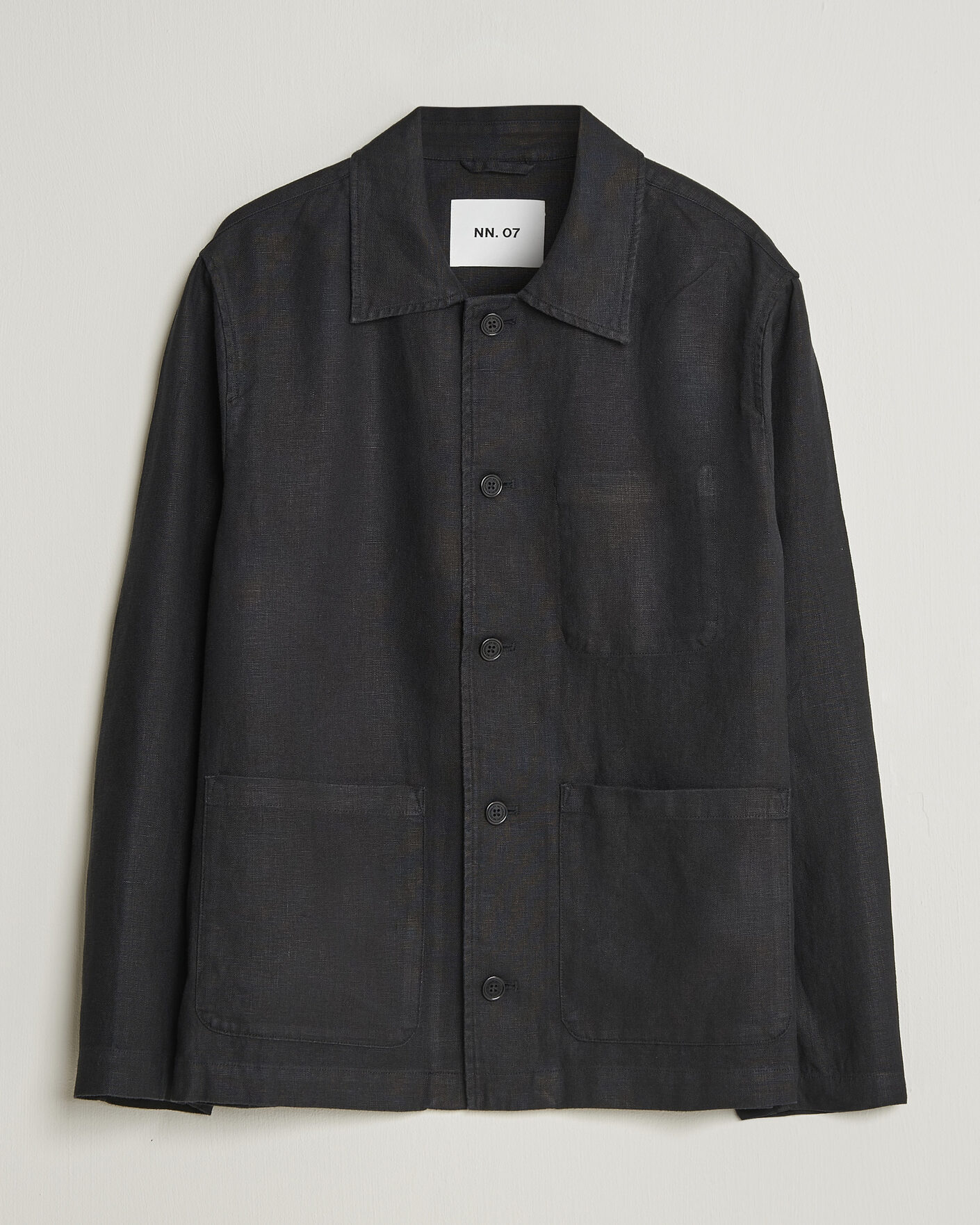 Men | Shirts | NN07 | Morgan Linen Overshirt Black