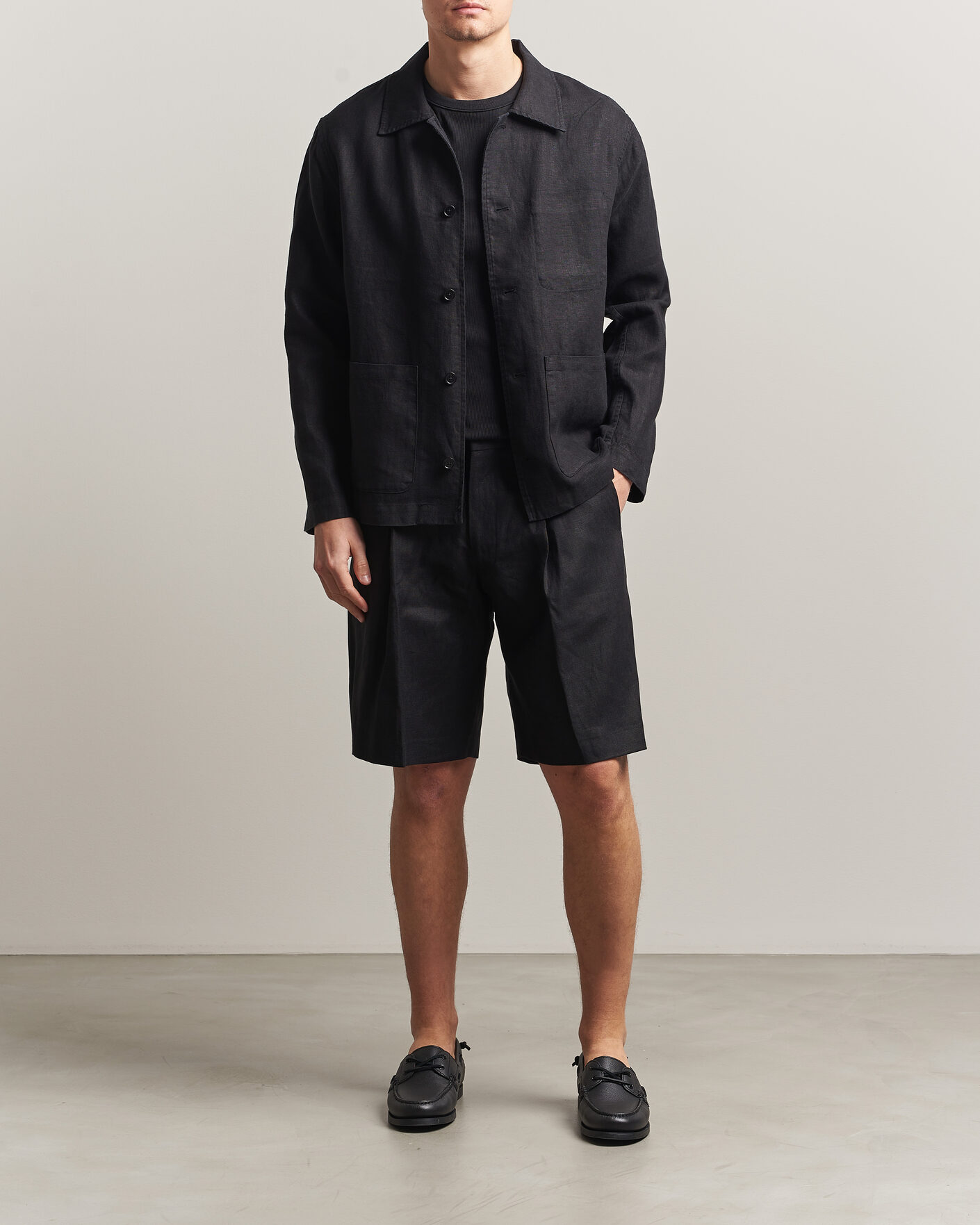 Men | Shirts | NN07 | Morgan Linen Overshirt Black