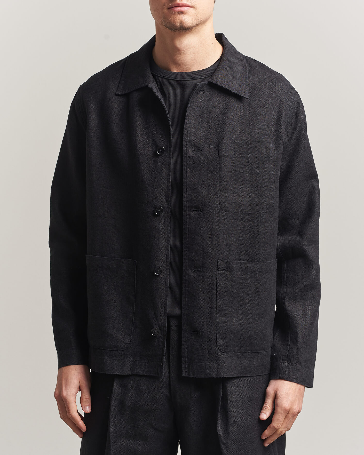 Men | Shirts | NN07 | Morgan Linen Overshirt Black