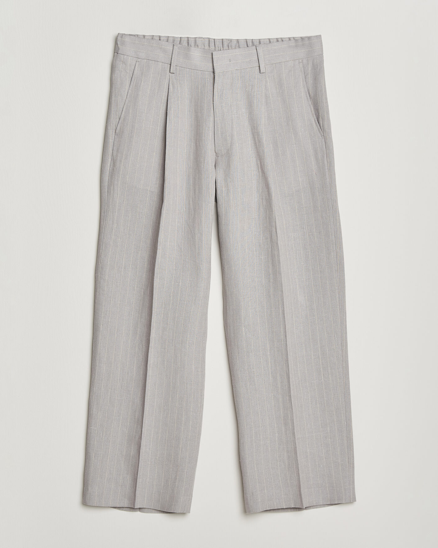 Men | Trousers | NN07 | Kay Pinstriped Pleated Linen Trousers Grey