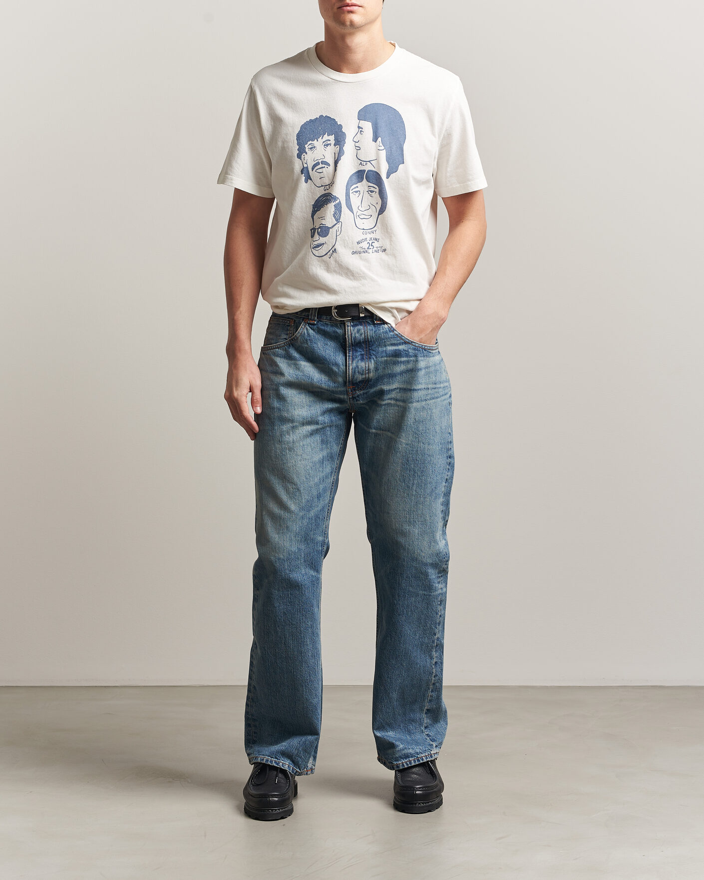 Men | T-Shirts | Nudie Jeans | Roy Fab Four T-Shirt Chalk White