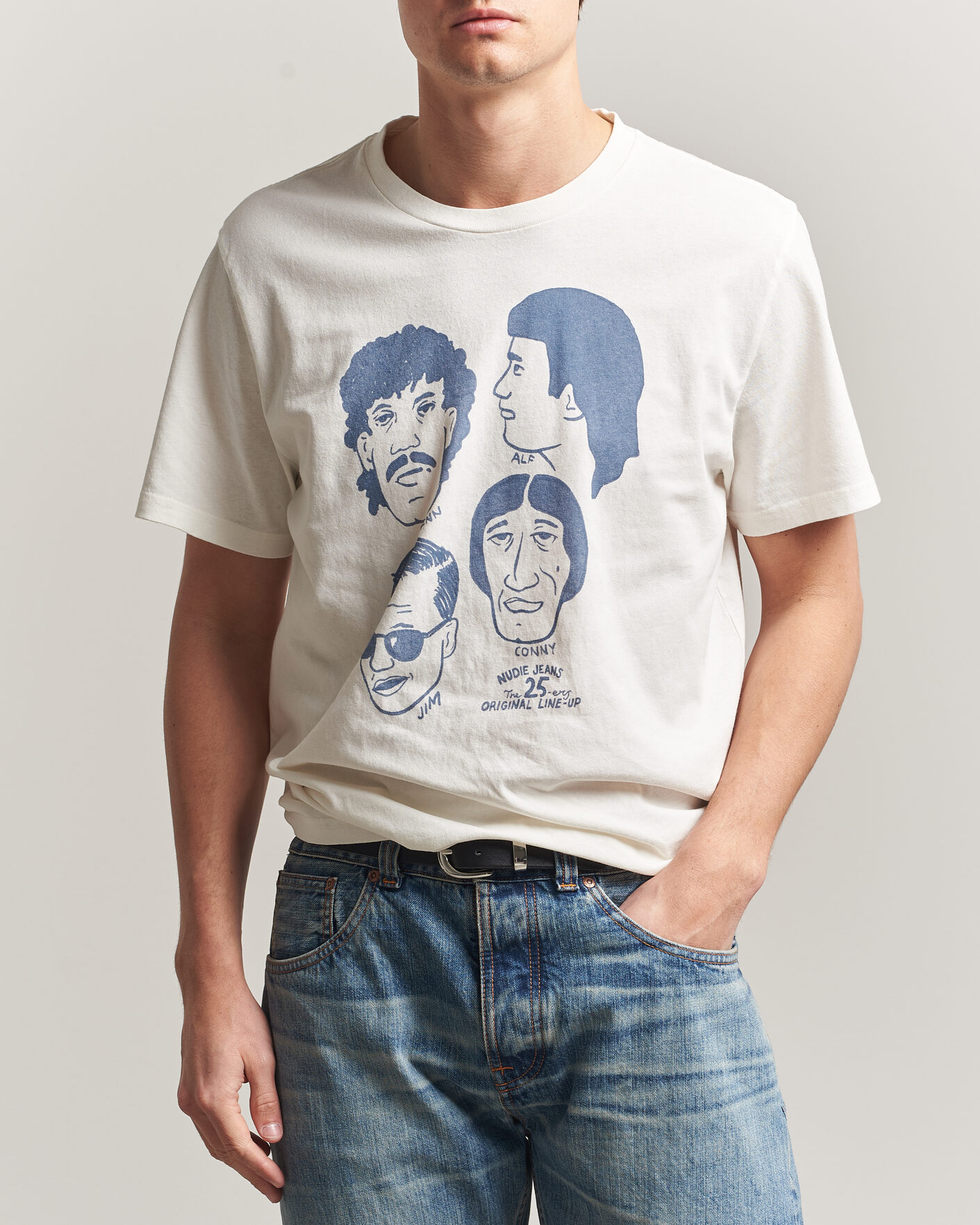 Men | T-Shirts | Nudie Jeans | Roy Fab Four T-Shirt Chalk White