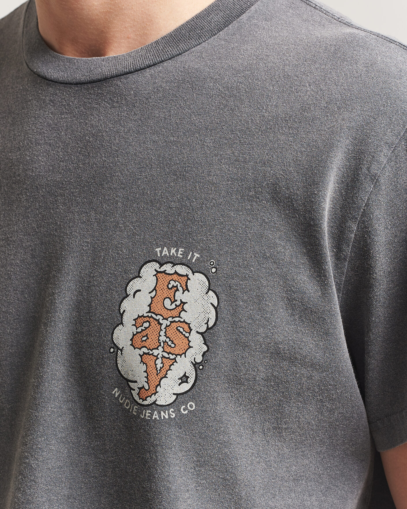 Men | T-Shirts | Nudie Jeans | Roy Easy Cloud T-Shirt Antracite