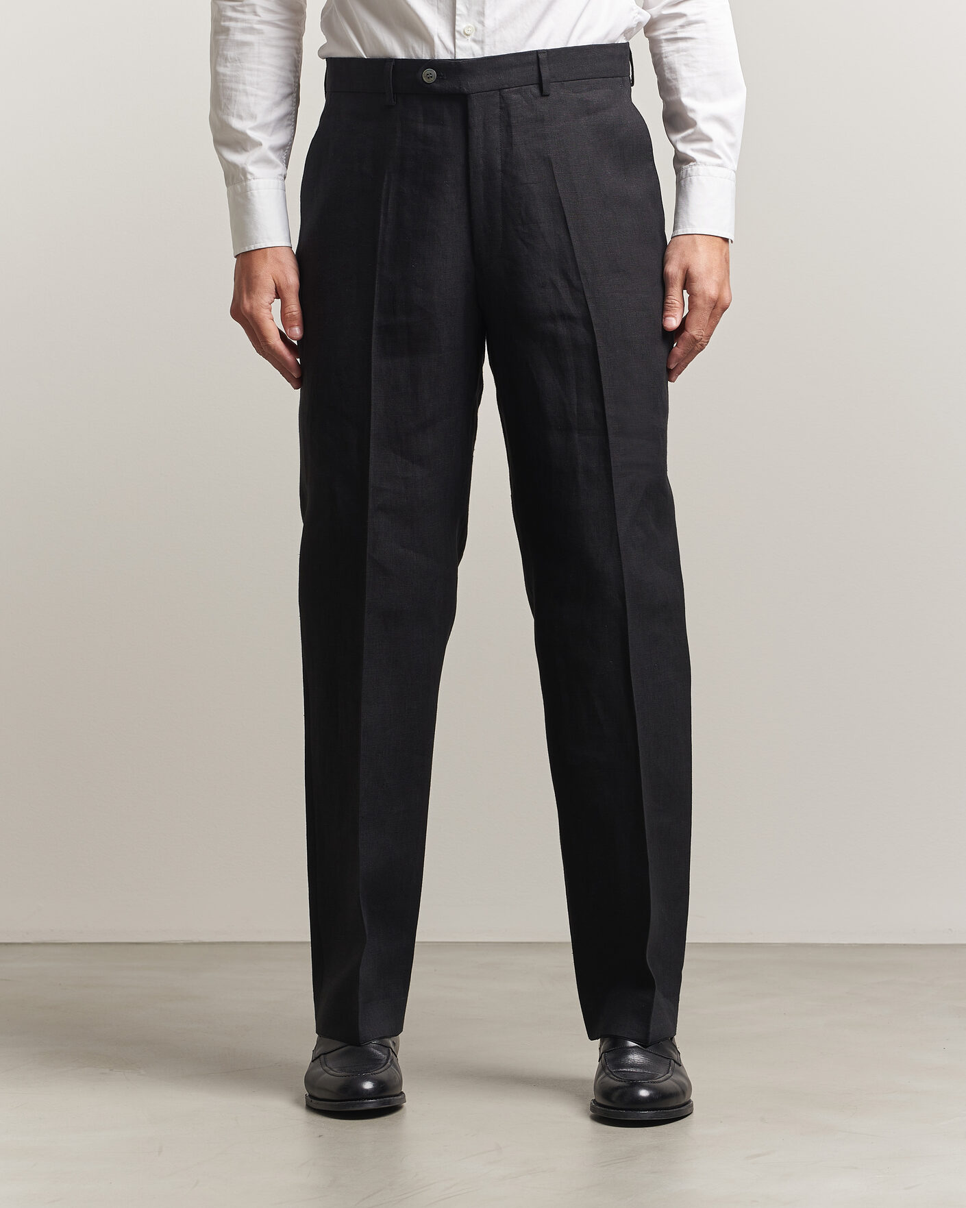 Men | Trousers | Oscar Jacobson | Dell S Linen Trousers Black
