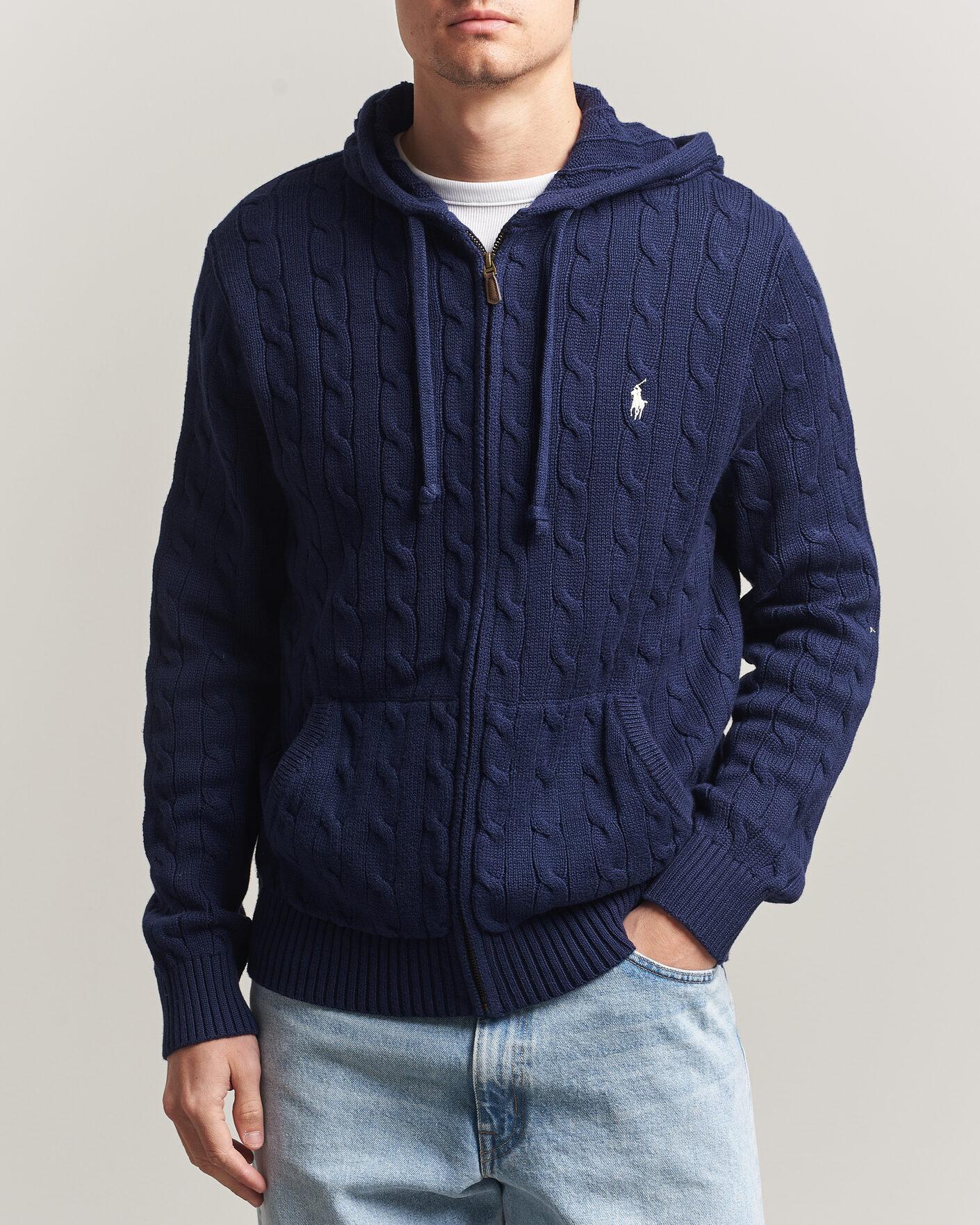 Polo Ralph Lauren Knitted Full Zip Sweater Bright Navy at